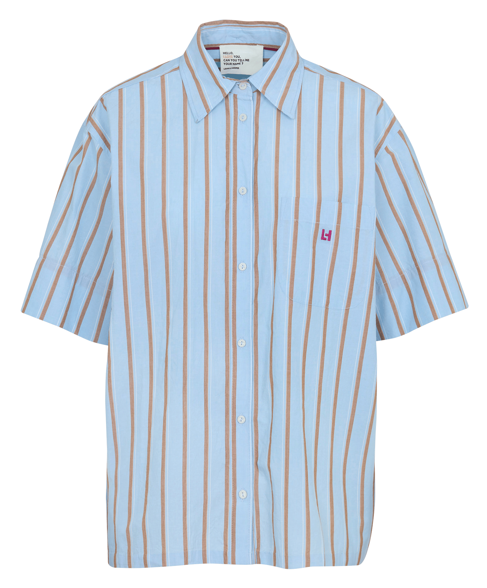 Striped straight organic cotton shirt LEON & HARPER Blue