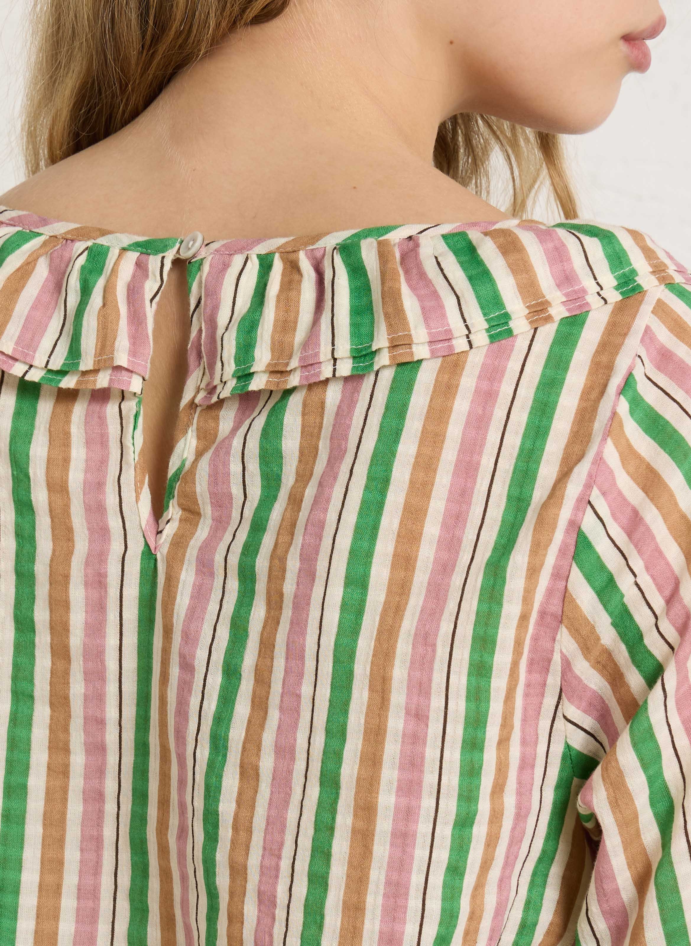 Weite Bluse mit Rüschen, gestreift LEON & HARPER Mehrfarbig