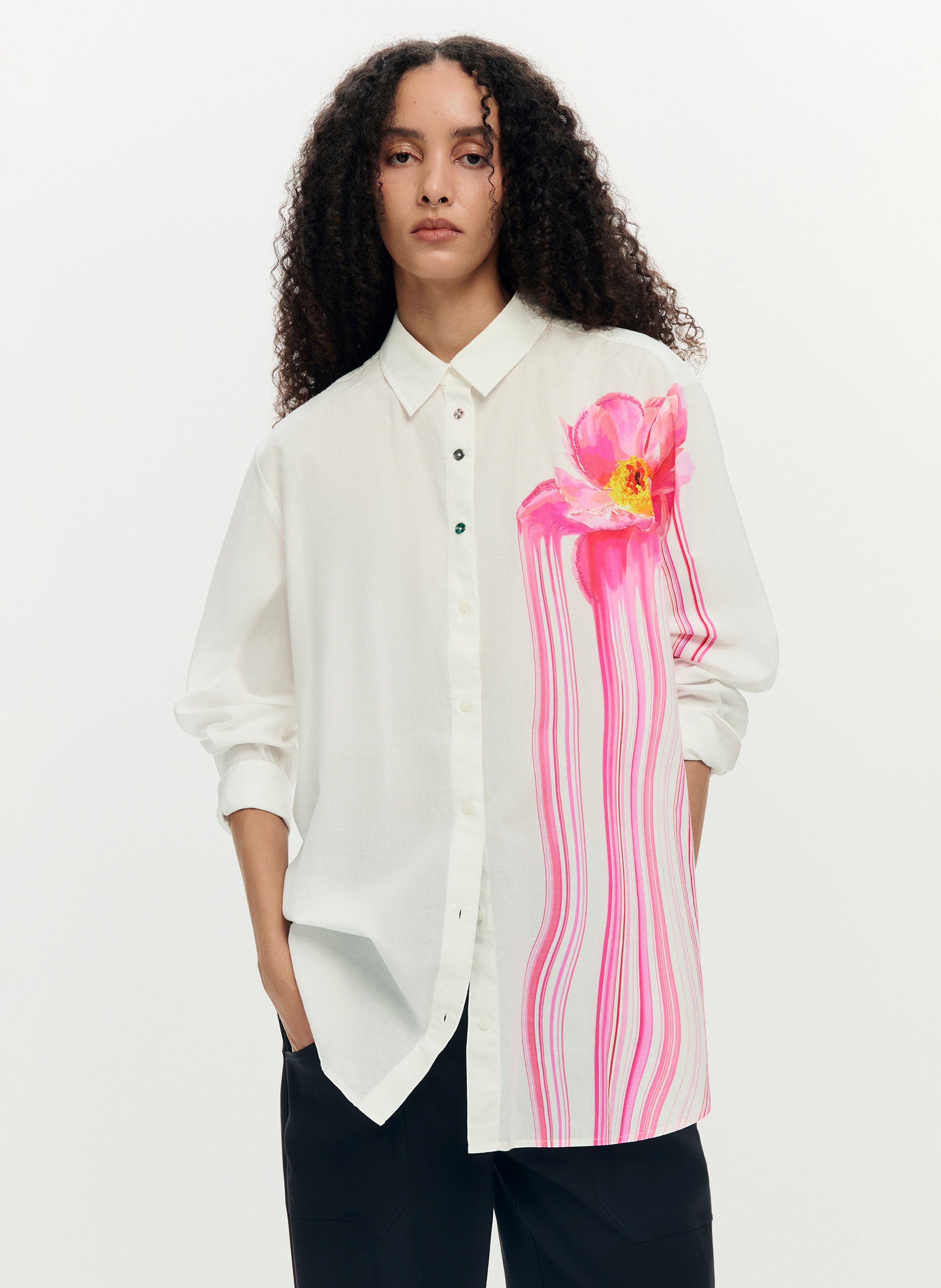 Floral printed shirt DESIGUAL White