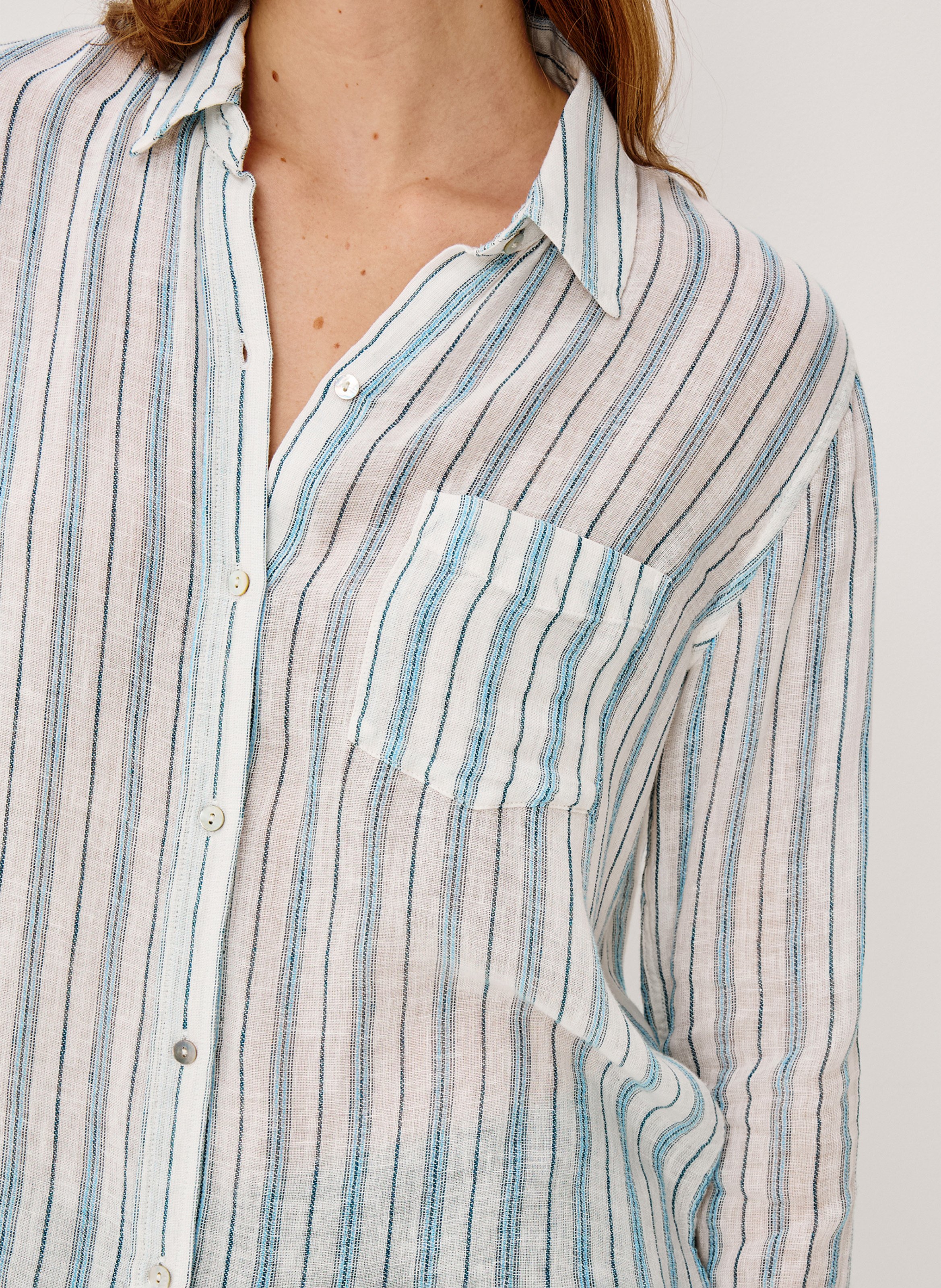 Striped linen blend shirt Multicolored