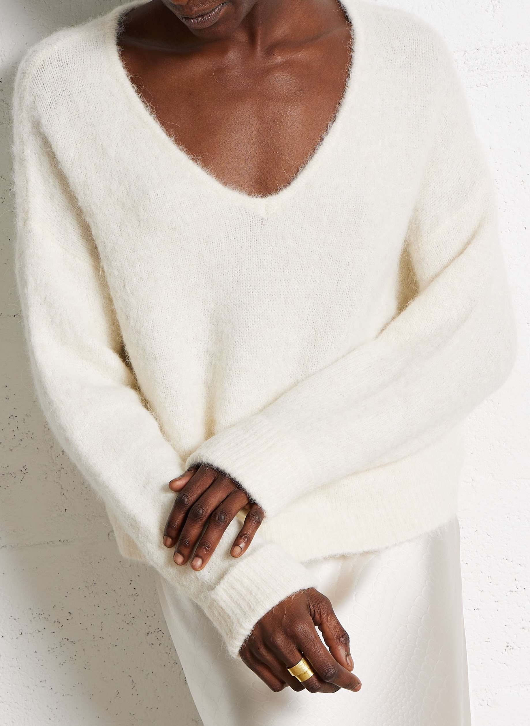 Oversized V-neck sweater AMERICAN VINTAGE Beige
