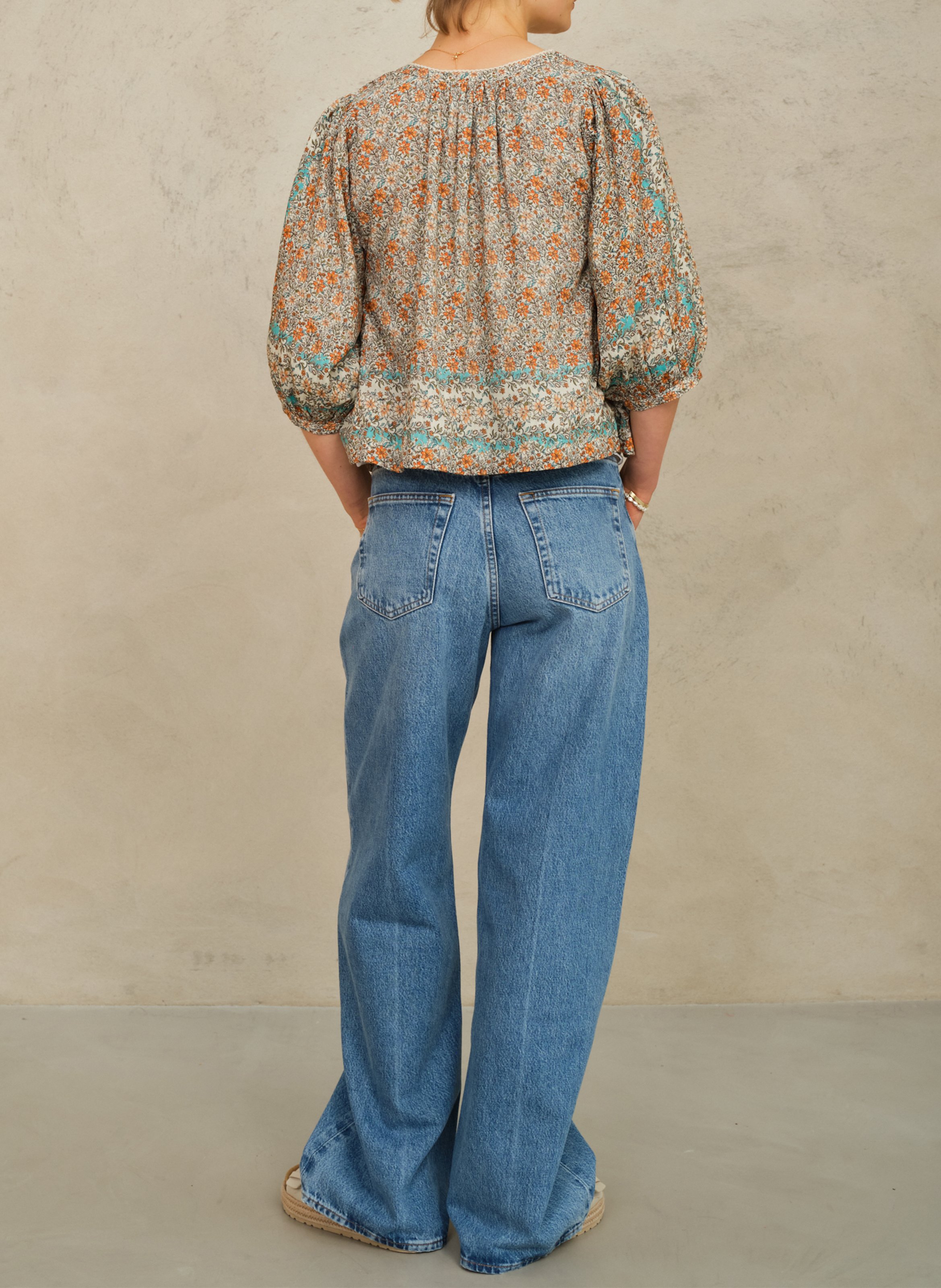 Recht katoenen jasje met ronde hals en print M.A.B.E Veelkleurig