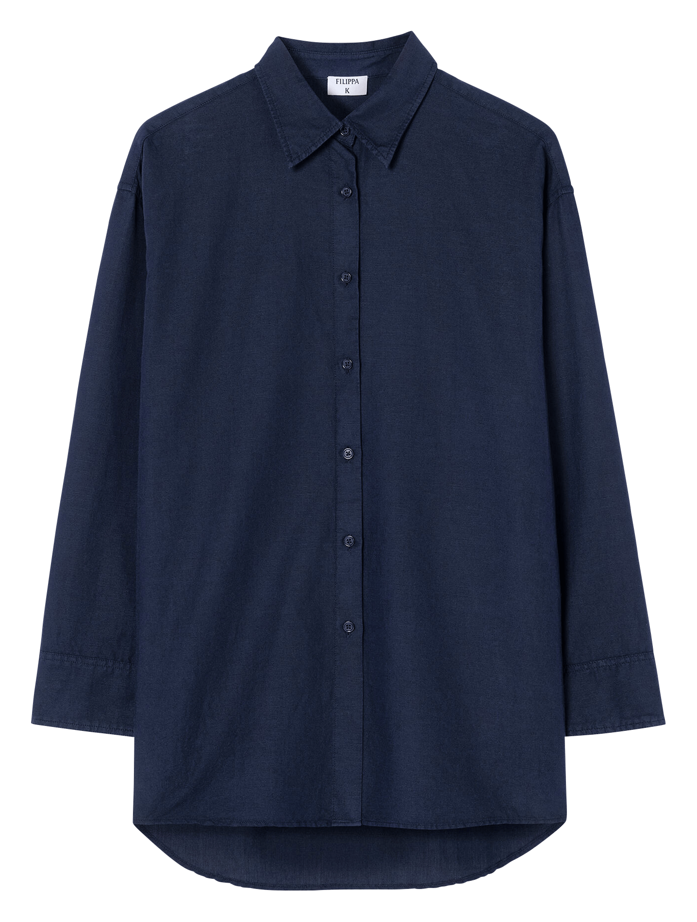 Wijdvallende linnenblend blouse met knoopsluiting FILIPPA K Blauw
