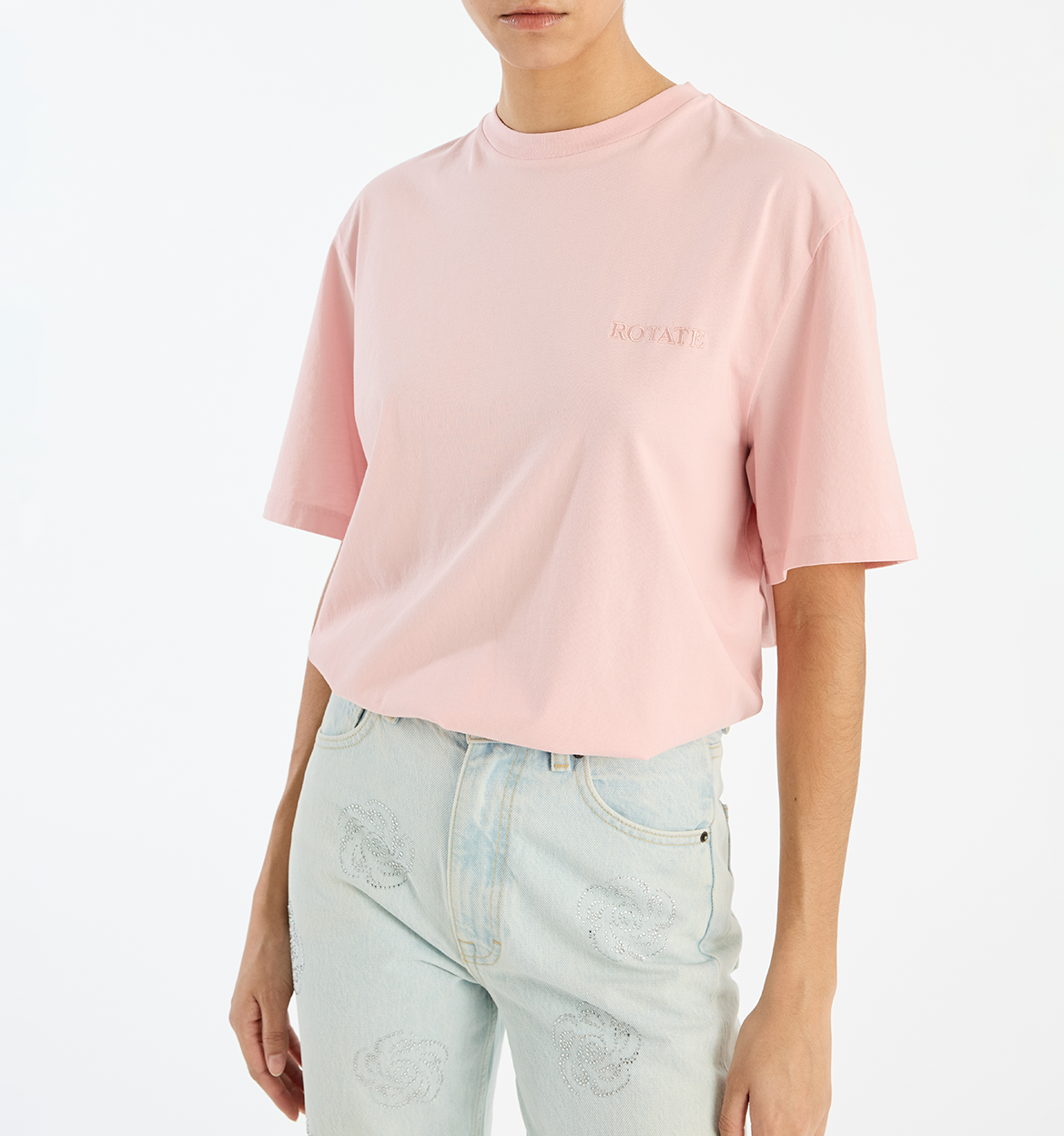 Oversized organic cotton T-shirt ROTATE Pink