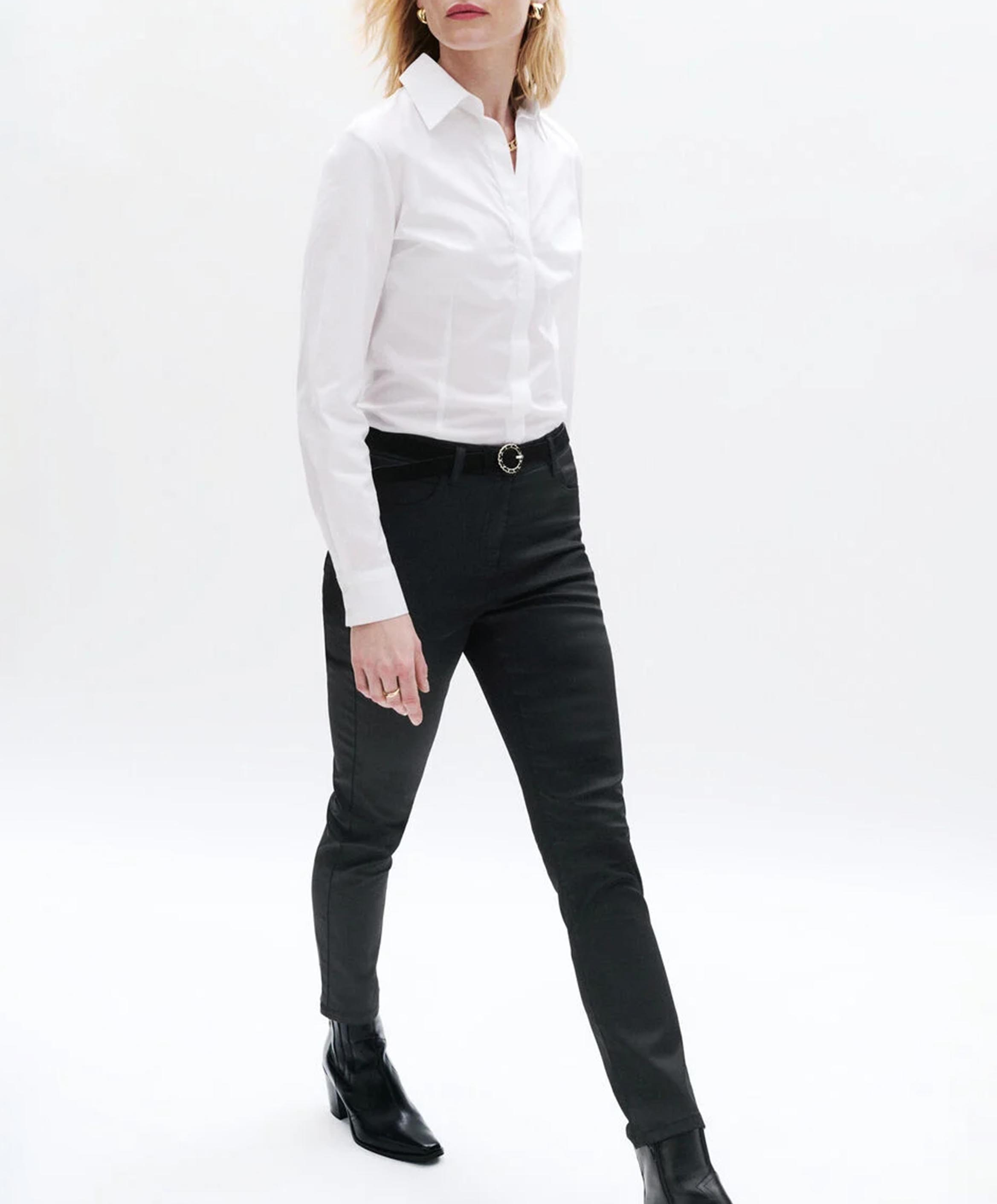 Slimfit-Hose aus Baumwoll-Mix in beschichteter Optik CAROLL Schwarz