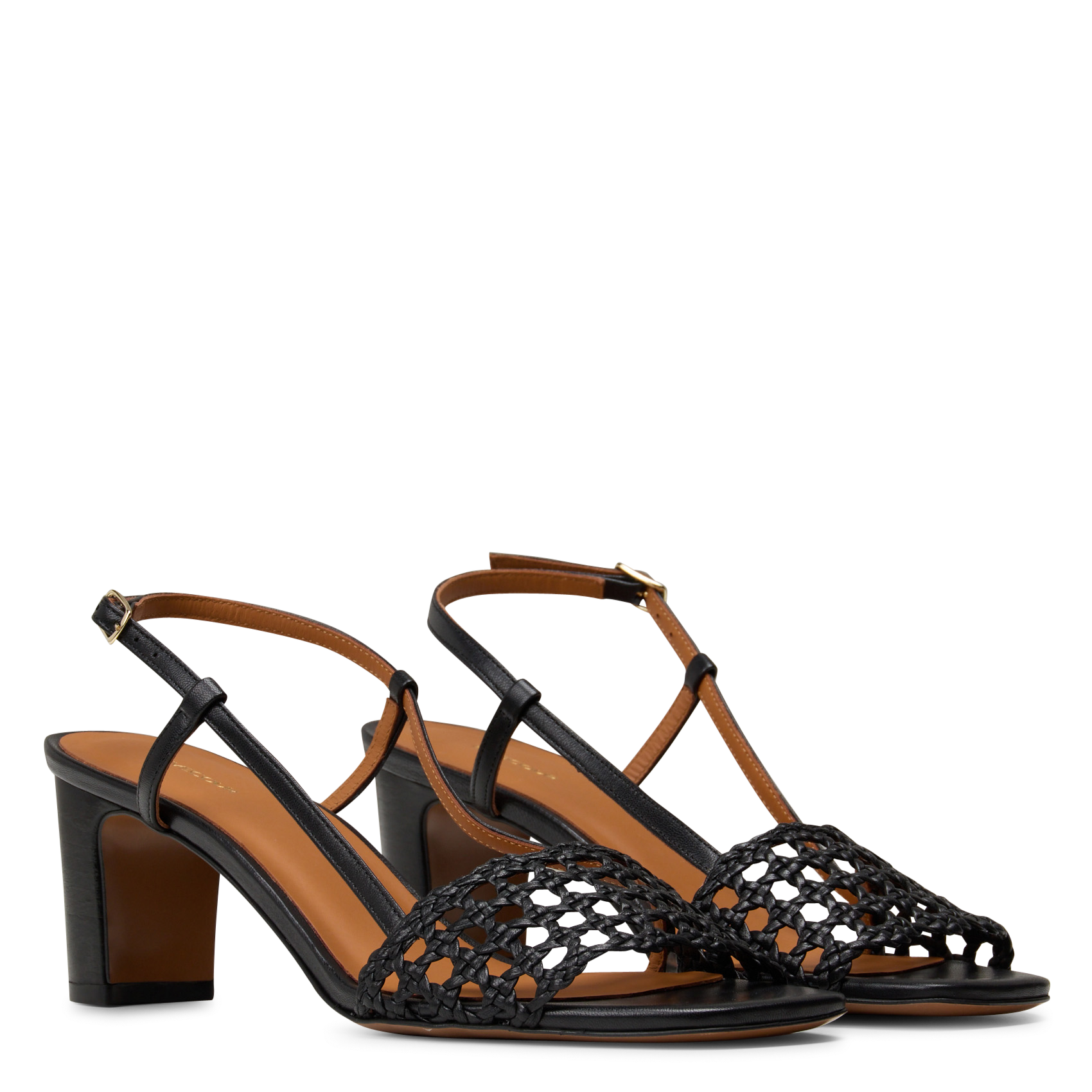 Halfhoge, leren sandalen RIVECOUR Zwart