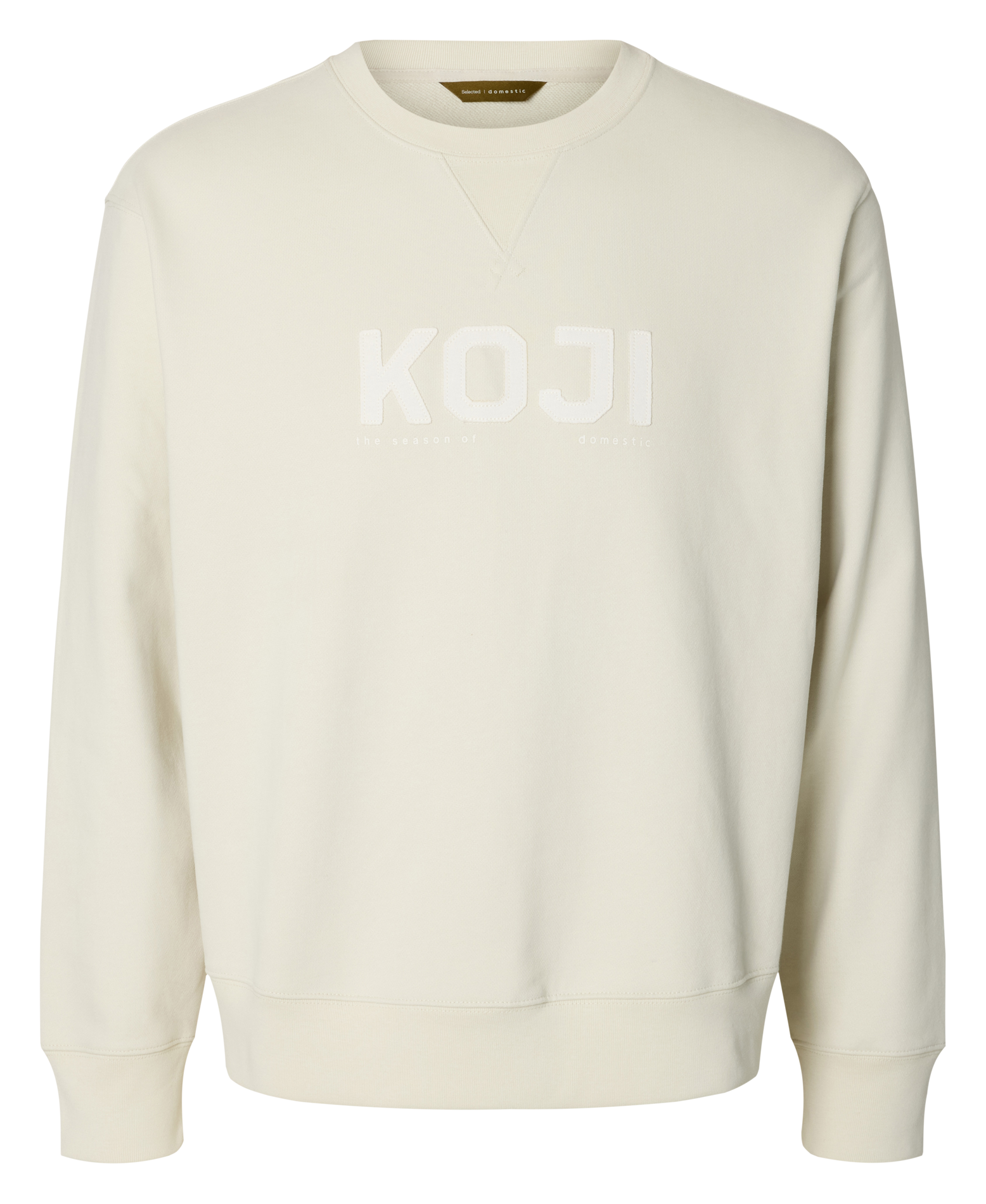 Rechte sweater met ronde hals en borduursel SELECTED Beige