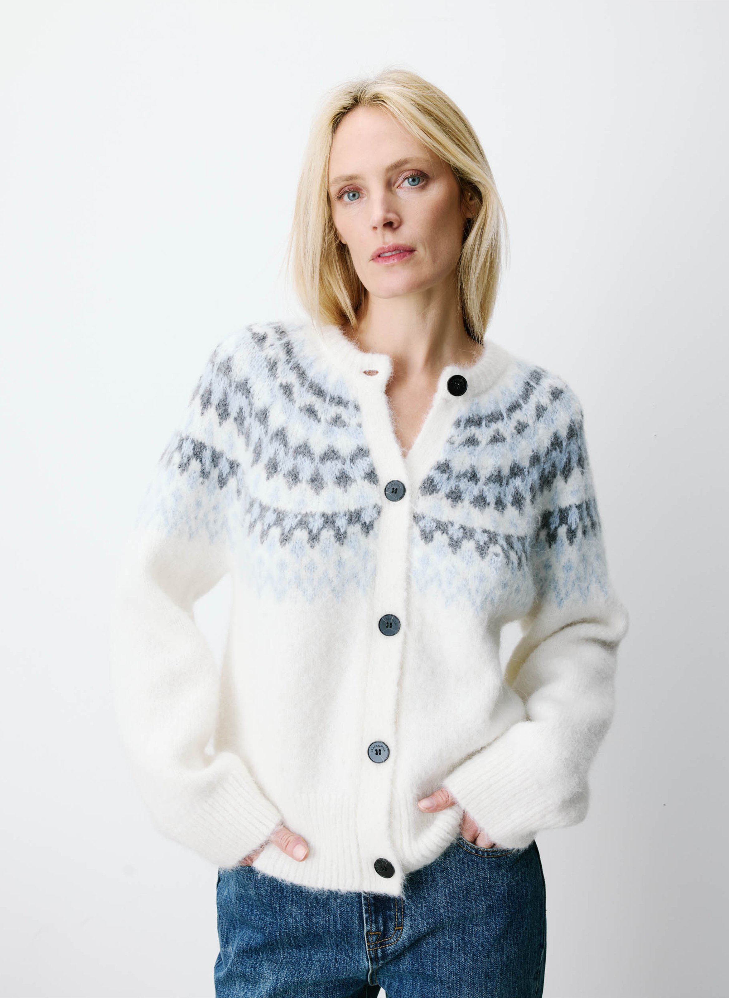 Cardigan droit à motif jacquard GRACE ET MILA