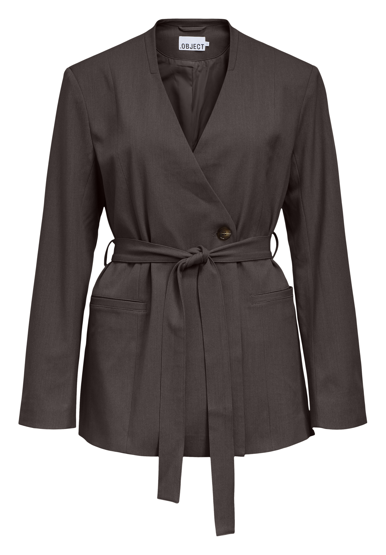 Unifarbener Blazer mit Gürtel OBJECT Braun
