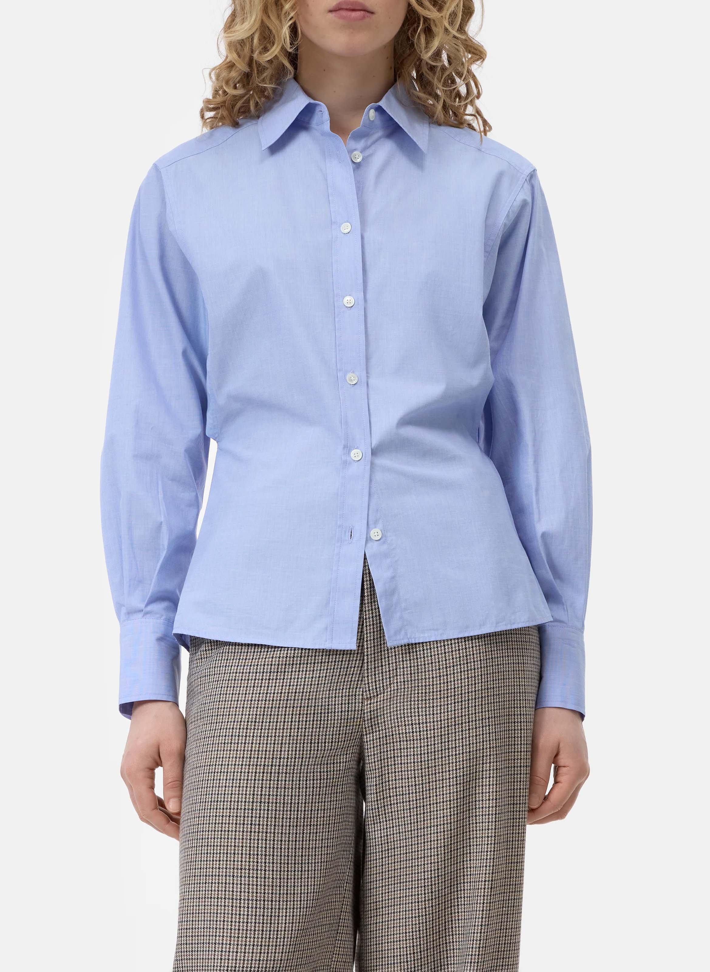 Oversized, katoenen blouse met klassieke kraag CLOSED Blauw