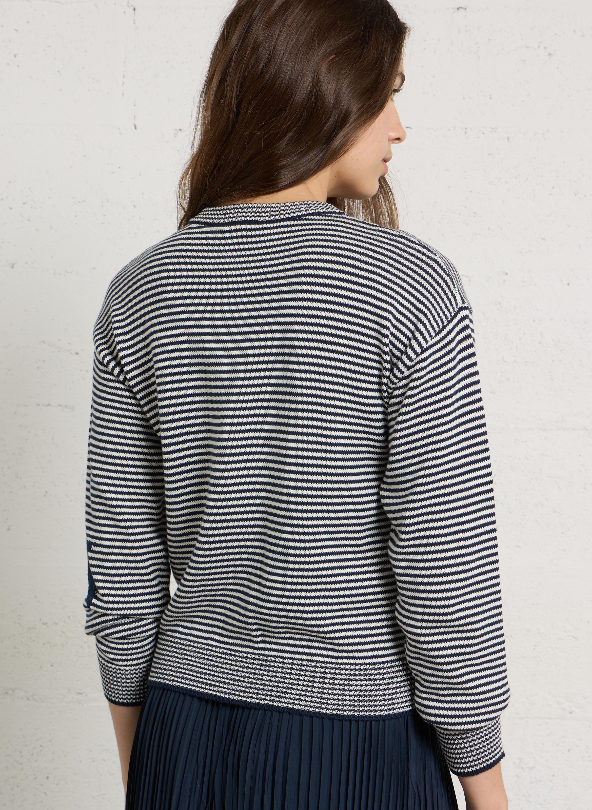 Cardigan rayé à broderies fantaisie MAX MARA WEEK END Bleu