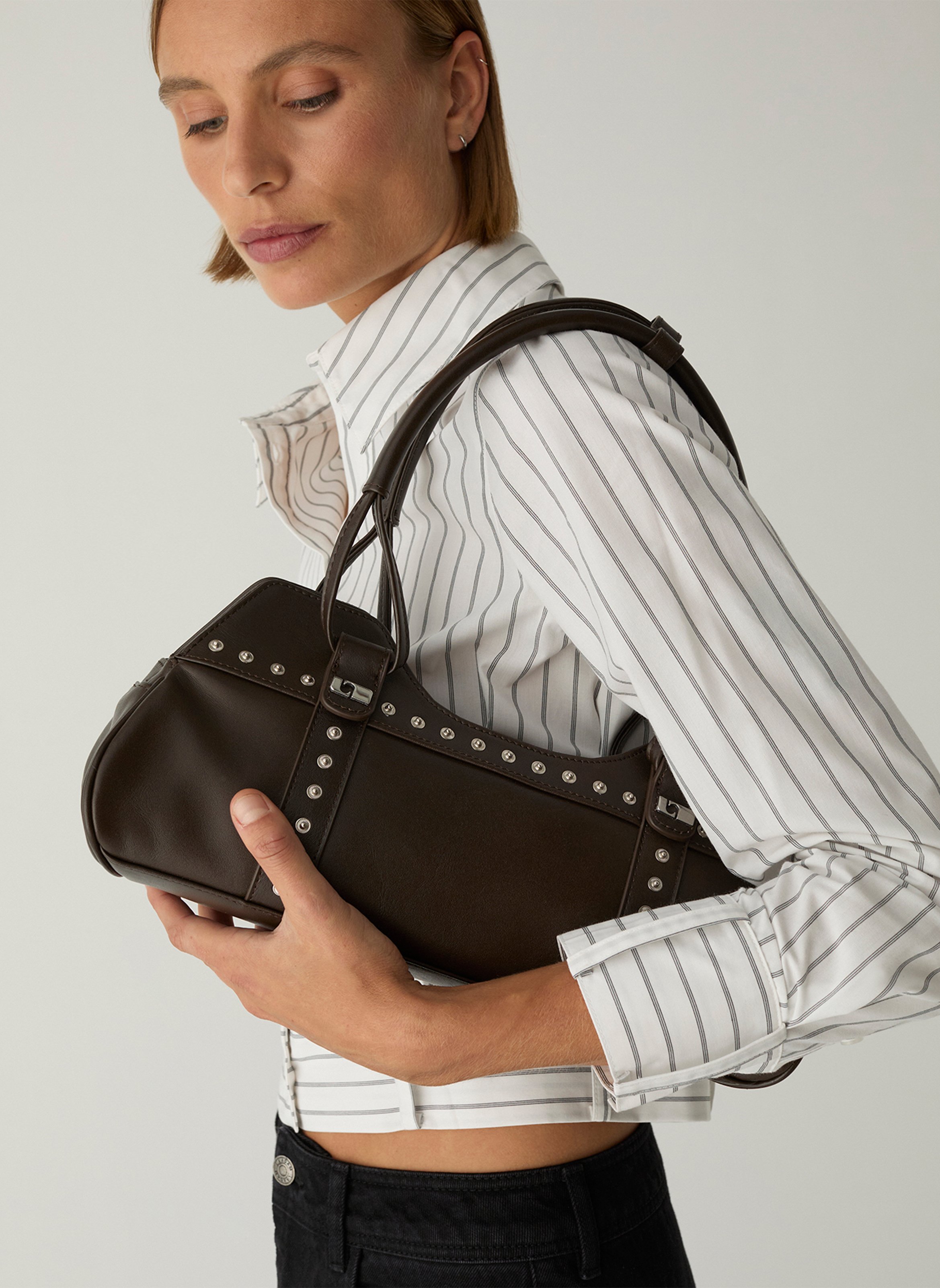 Leather handbag LAAGAM Brown
