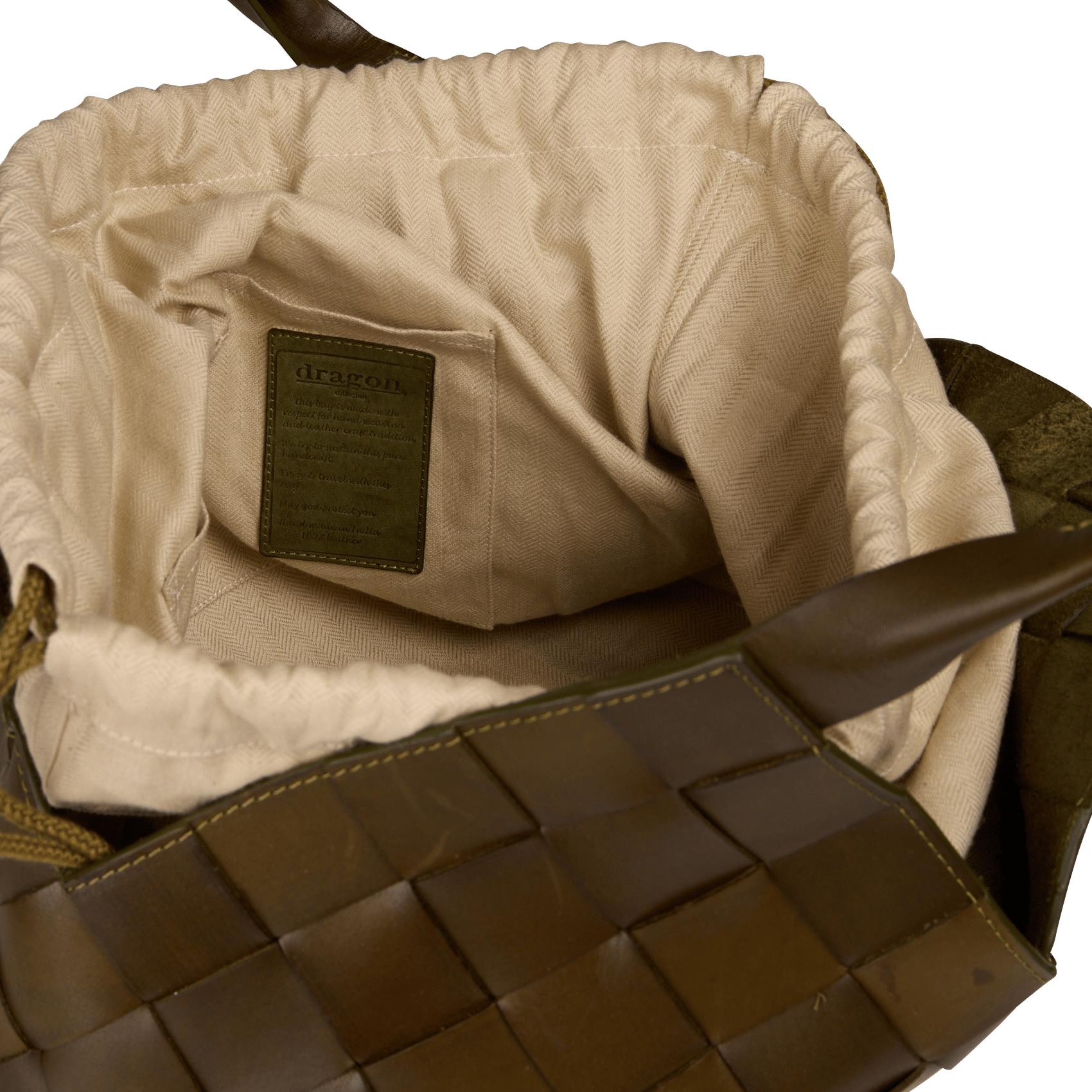 Sac à main en cuir tressé | Kaki DRAGON DIFFUSION Femme