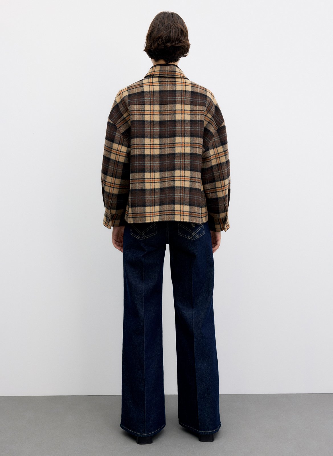 Straight classic collar checkered wool blend overshirt GERARD DAREL Brown