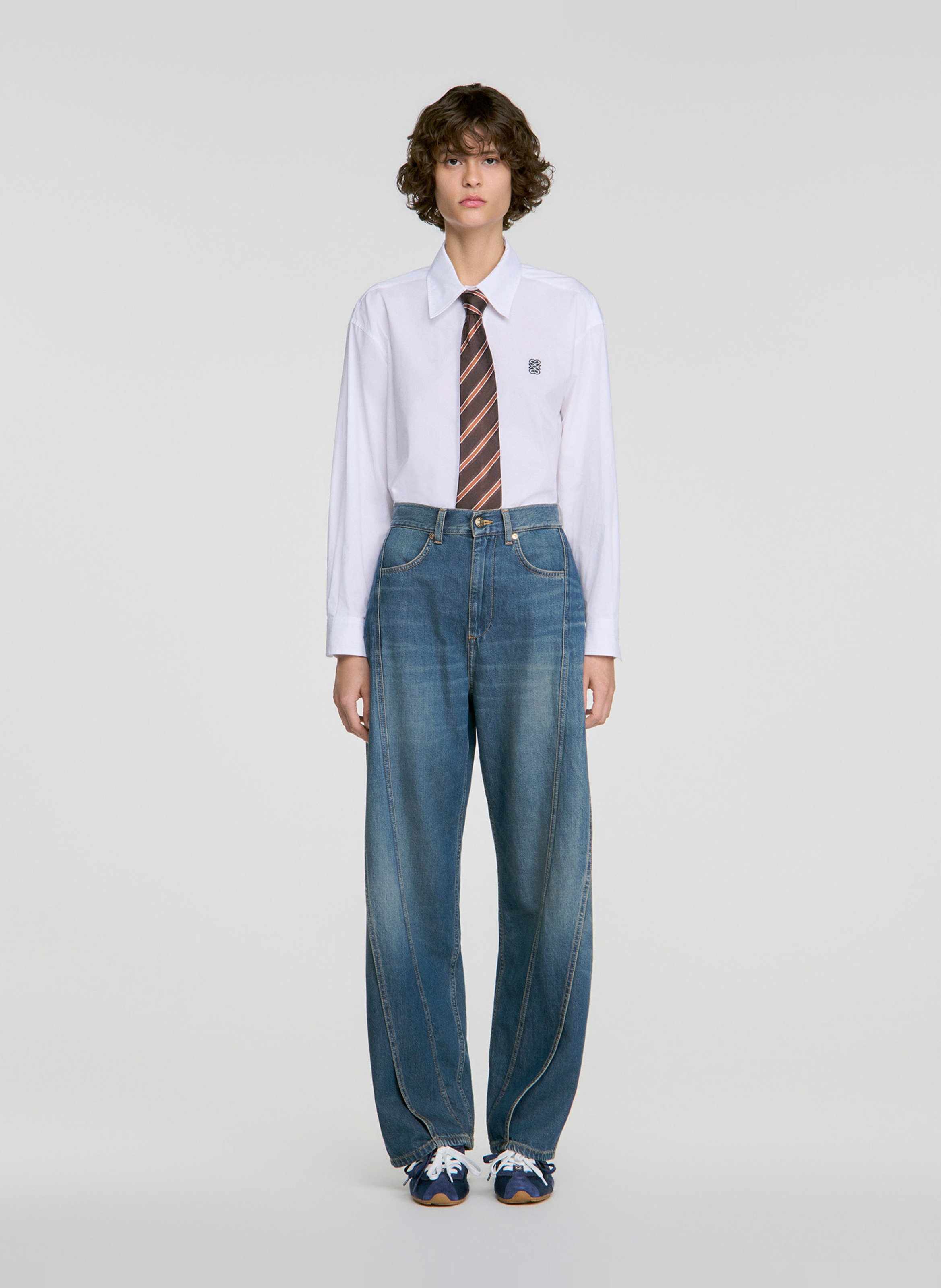 Jean large en coton SANDRO Bleu