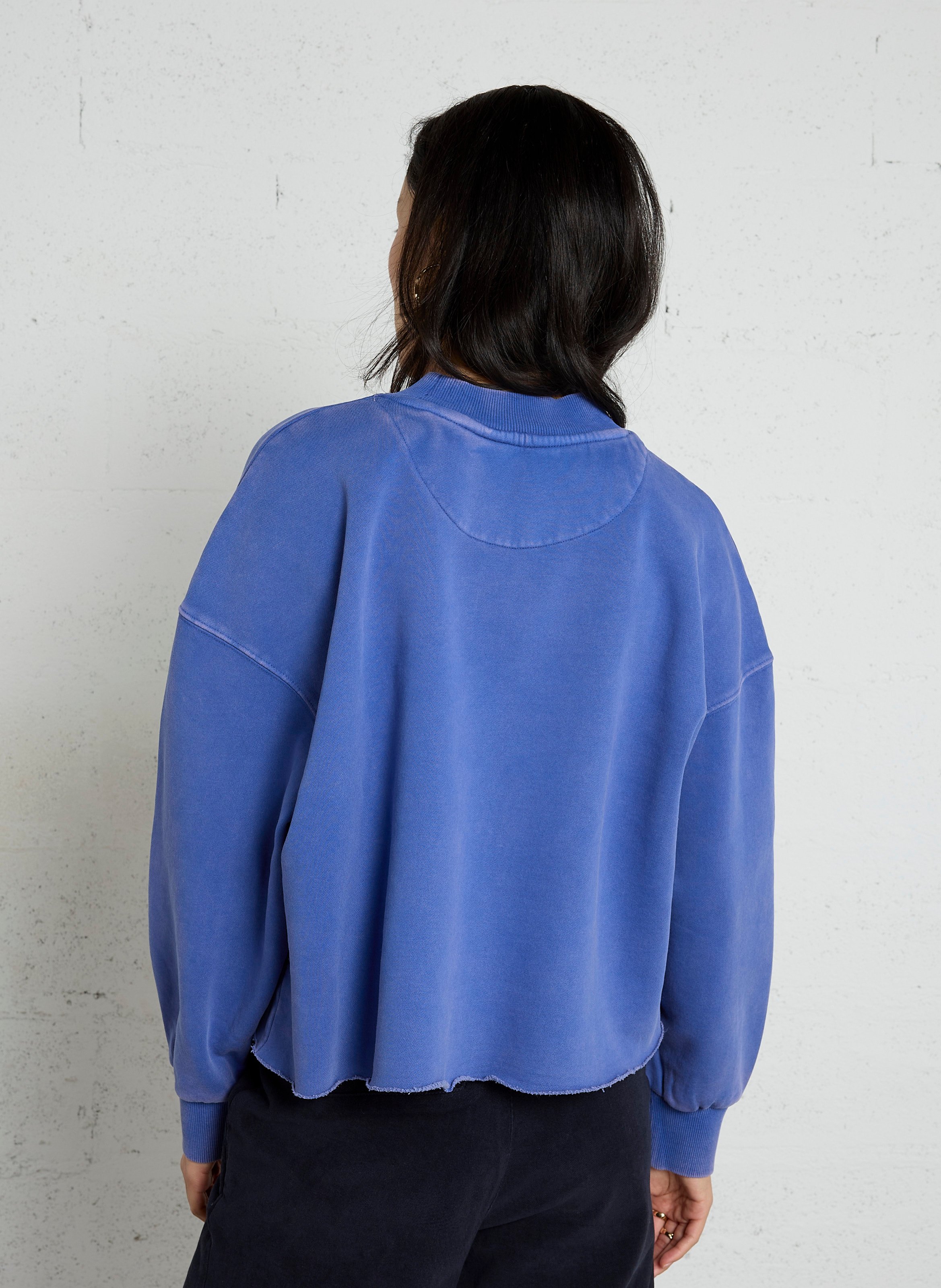 Weites Baumwoll-Sweatshirt mit Rundhalsausschnitt und Siebdruck NEWTONE Blau