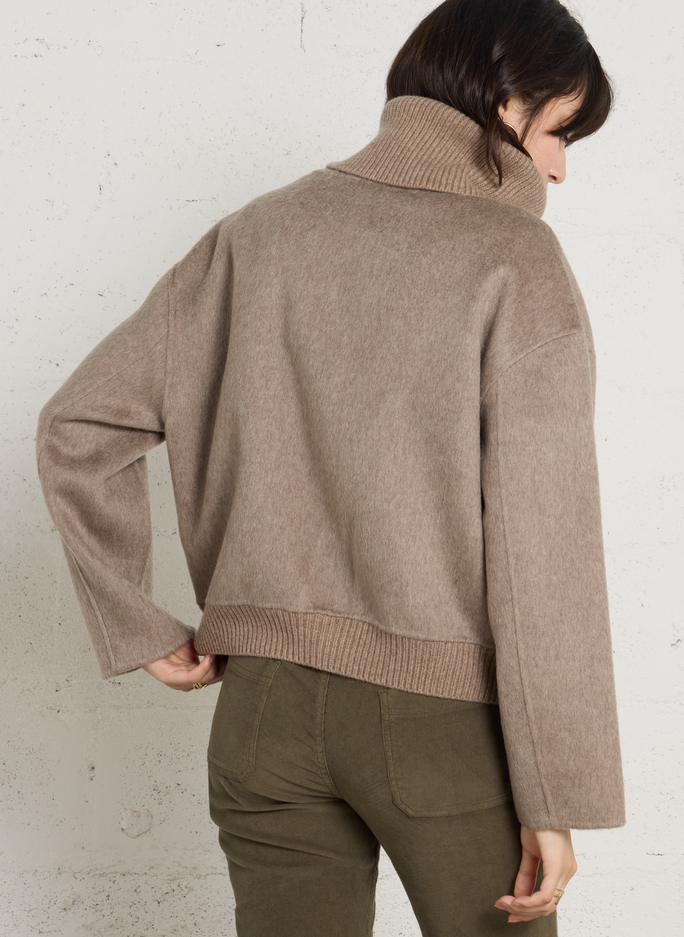 Wolljacke mit Truckerkragen BERENICE Beige