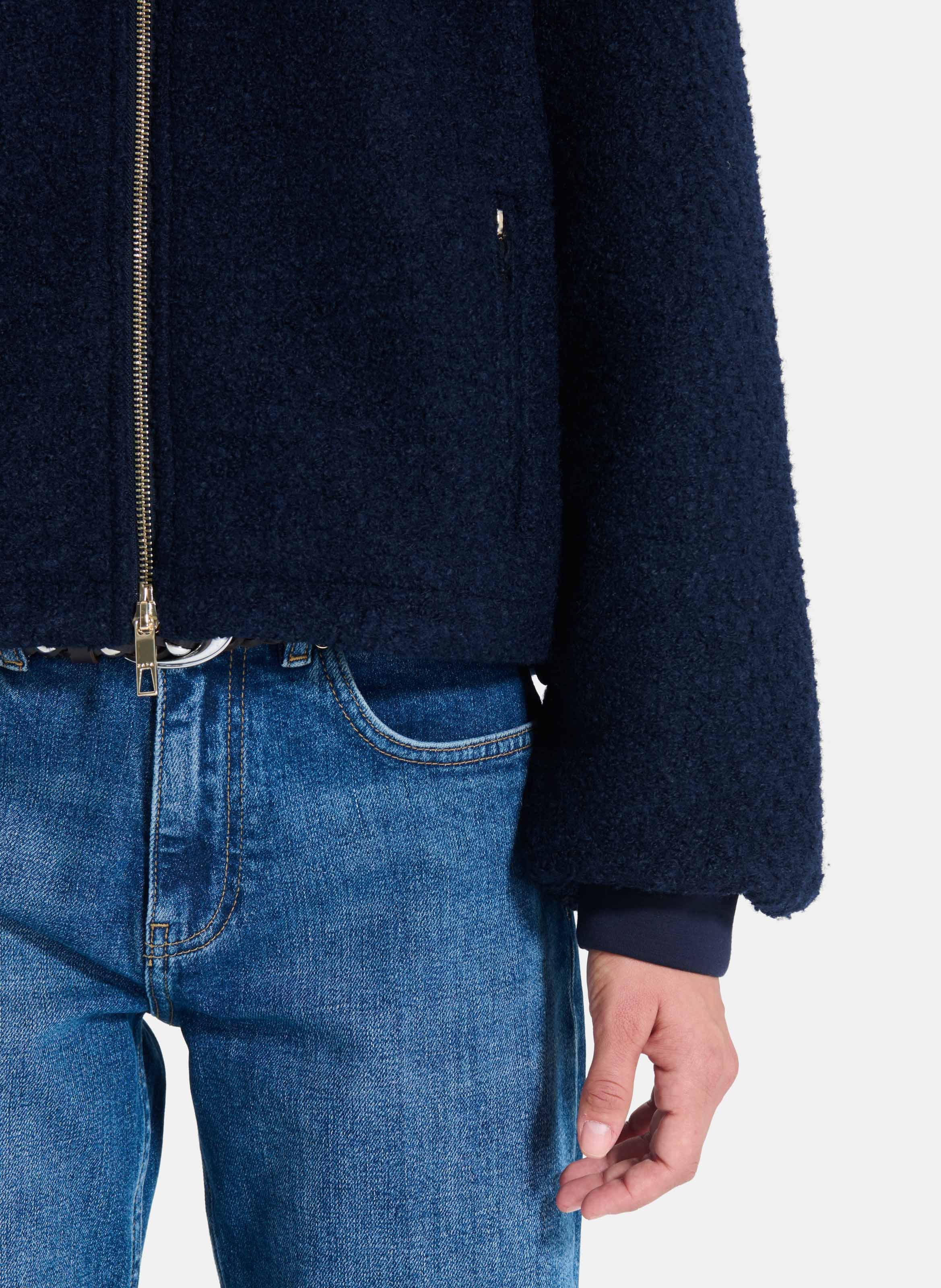 Blouson ample col montant en laine mélangée ZAPA Bleu