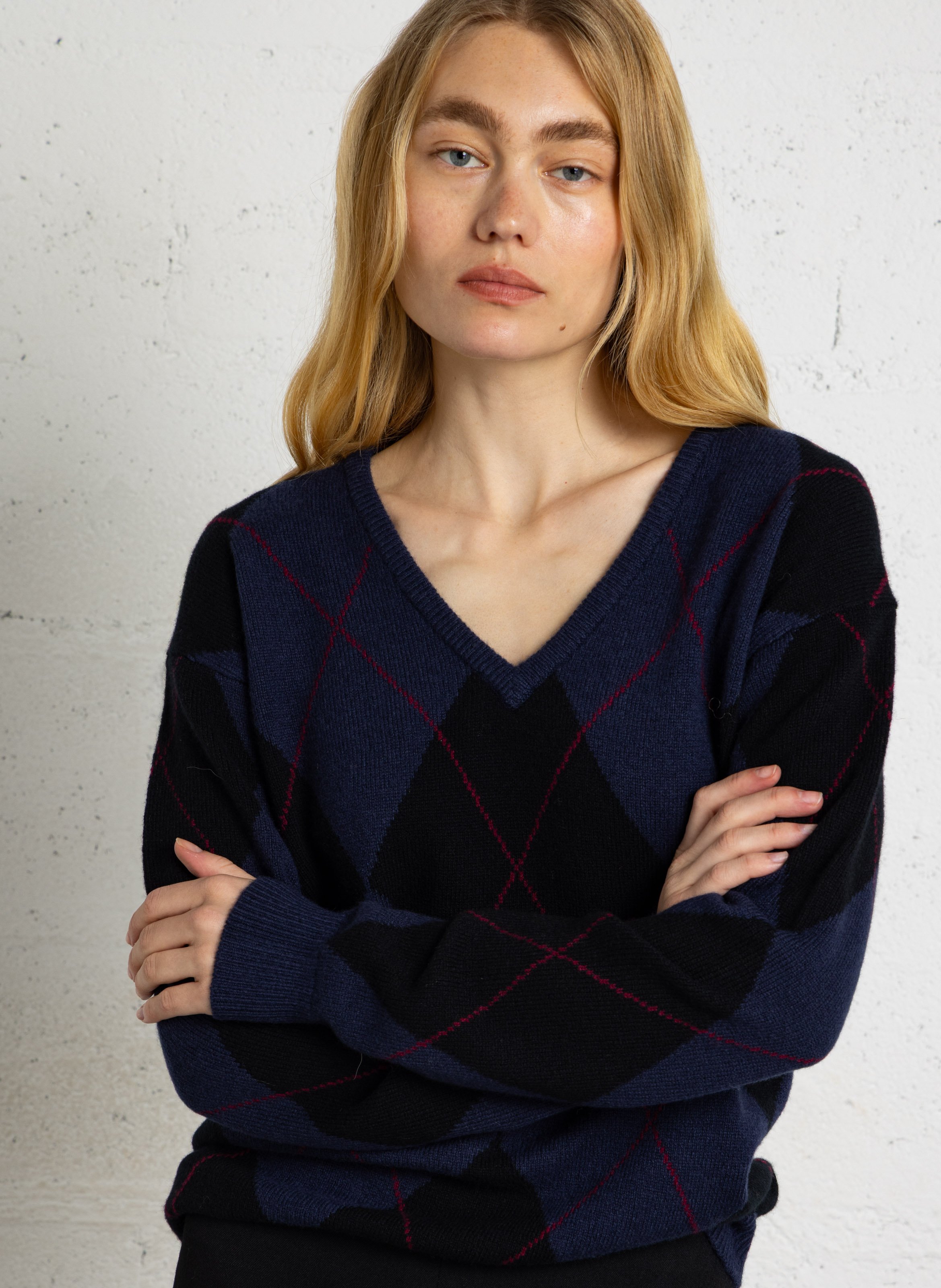 Straight-fit trousers in wool tartan check LAURENCE BRAS Blue
