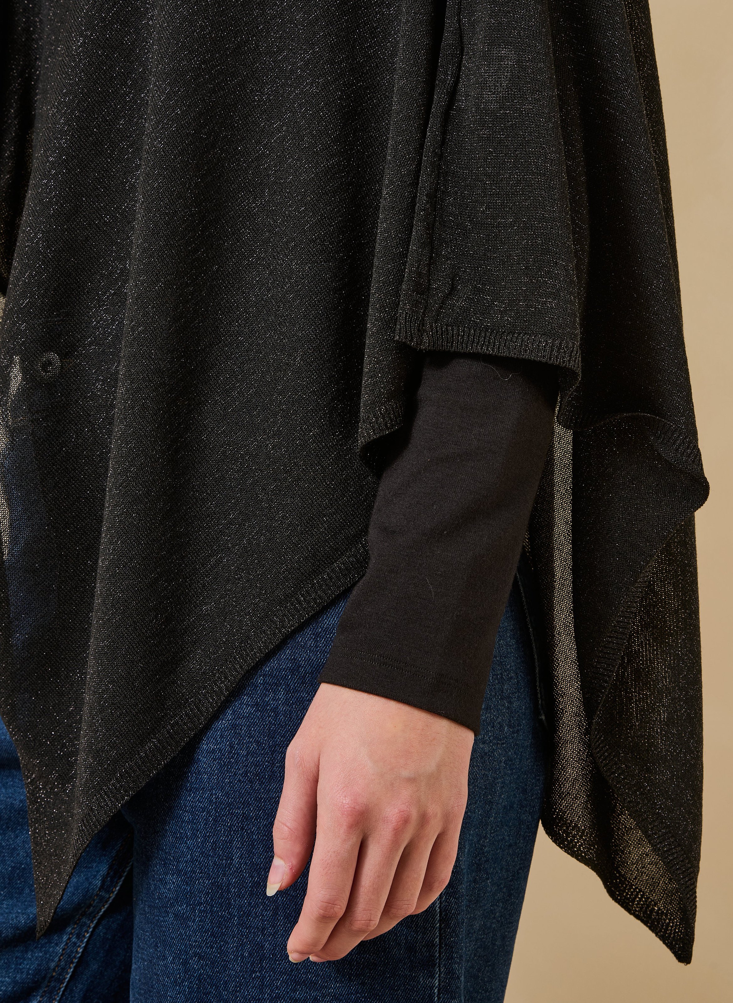 Iridescent poncho | Black LA FEE MARABOUTEE Women