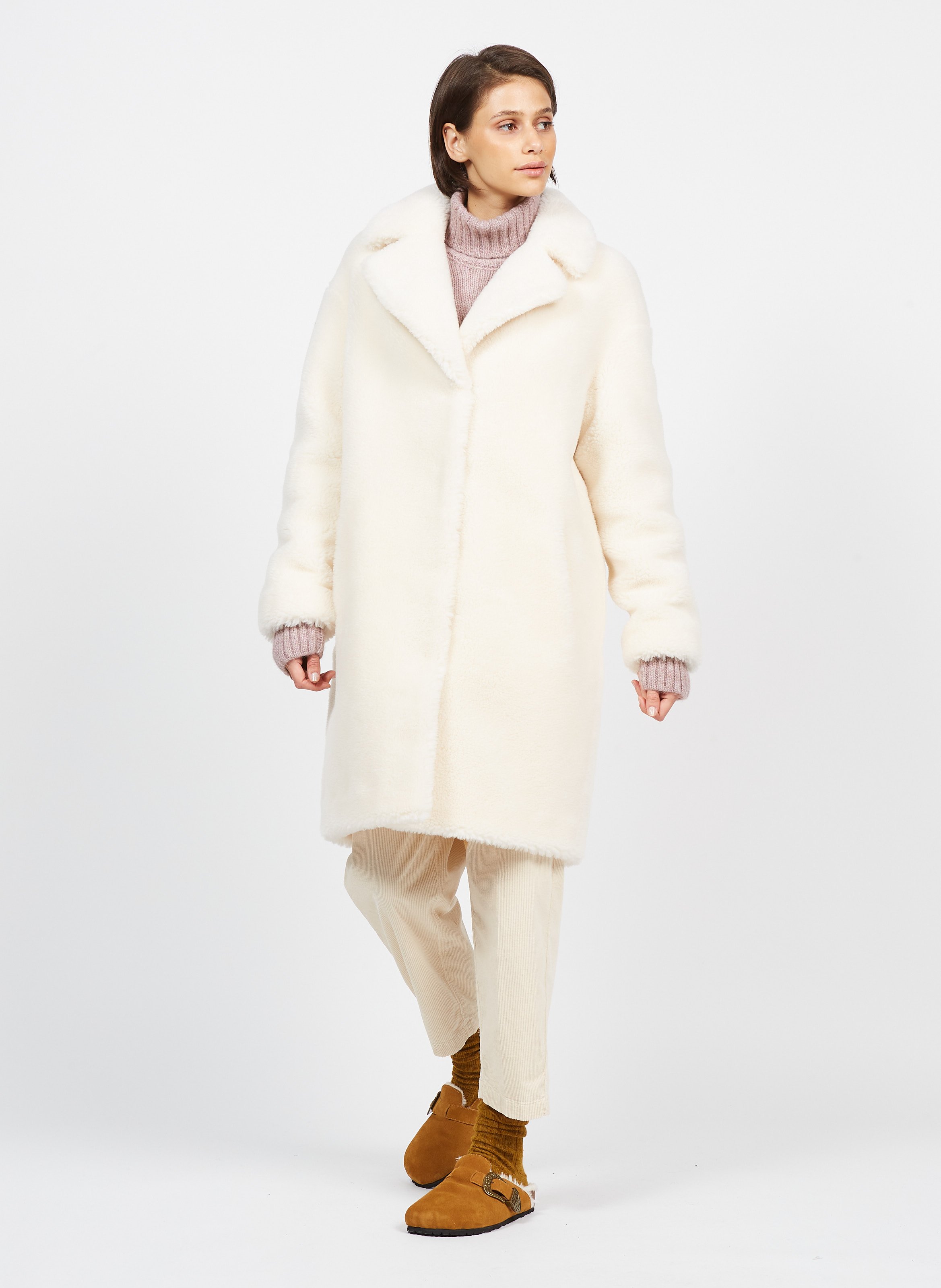 Long Faux Fur Coat White Stand Studio Women Place des Tendances