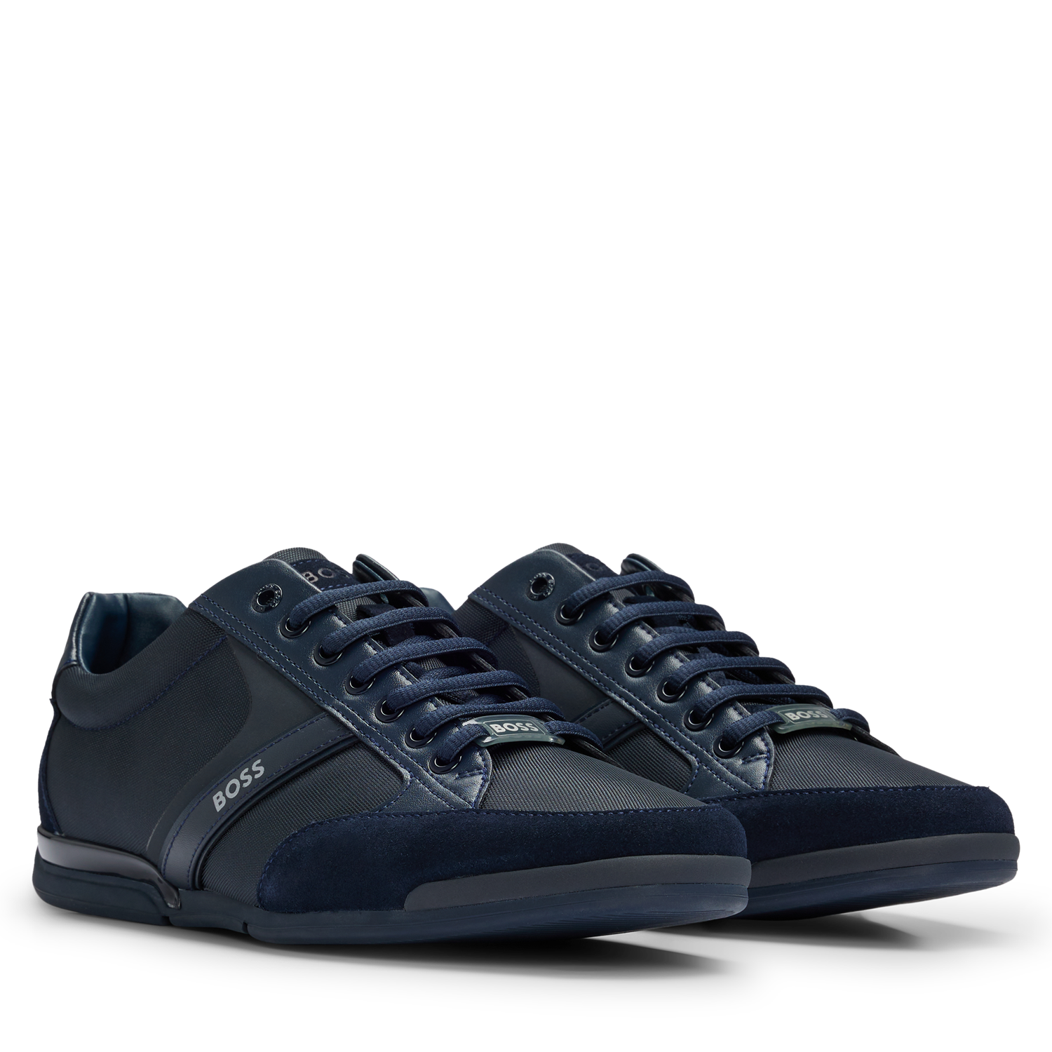 Low-top mixed leather trainers BOSS Black