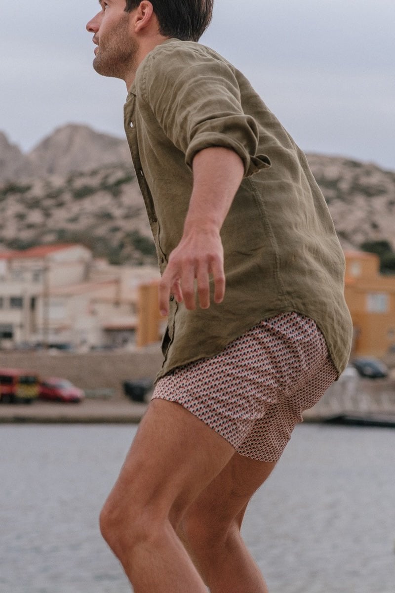 Printed swim shorts with elasticated waistband APNEE Orange