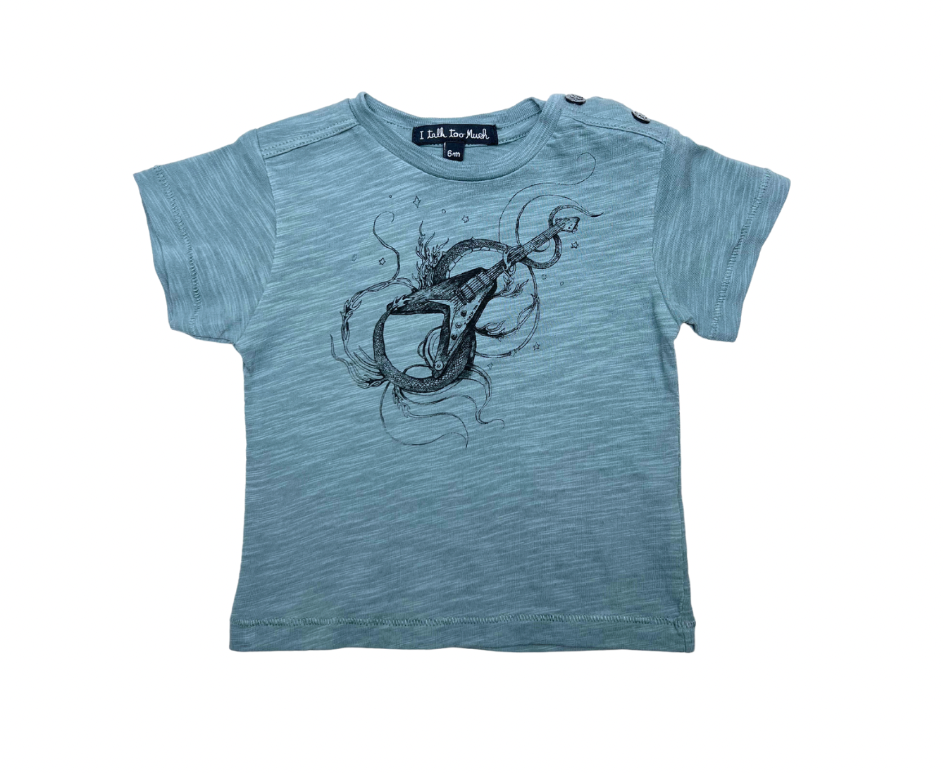 Green baby T-shirt - 6 months I TALK TOO MUCH - Seconde main Green