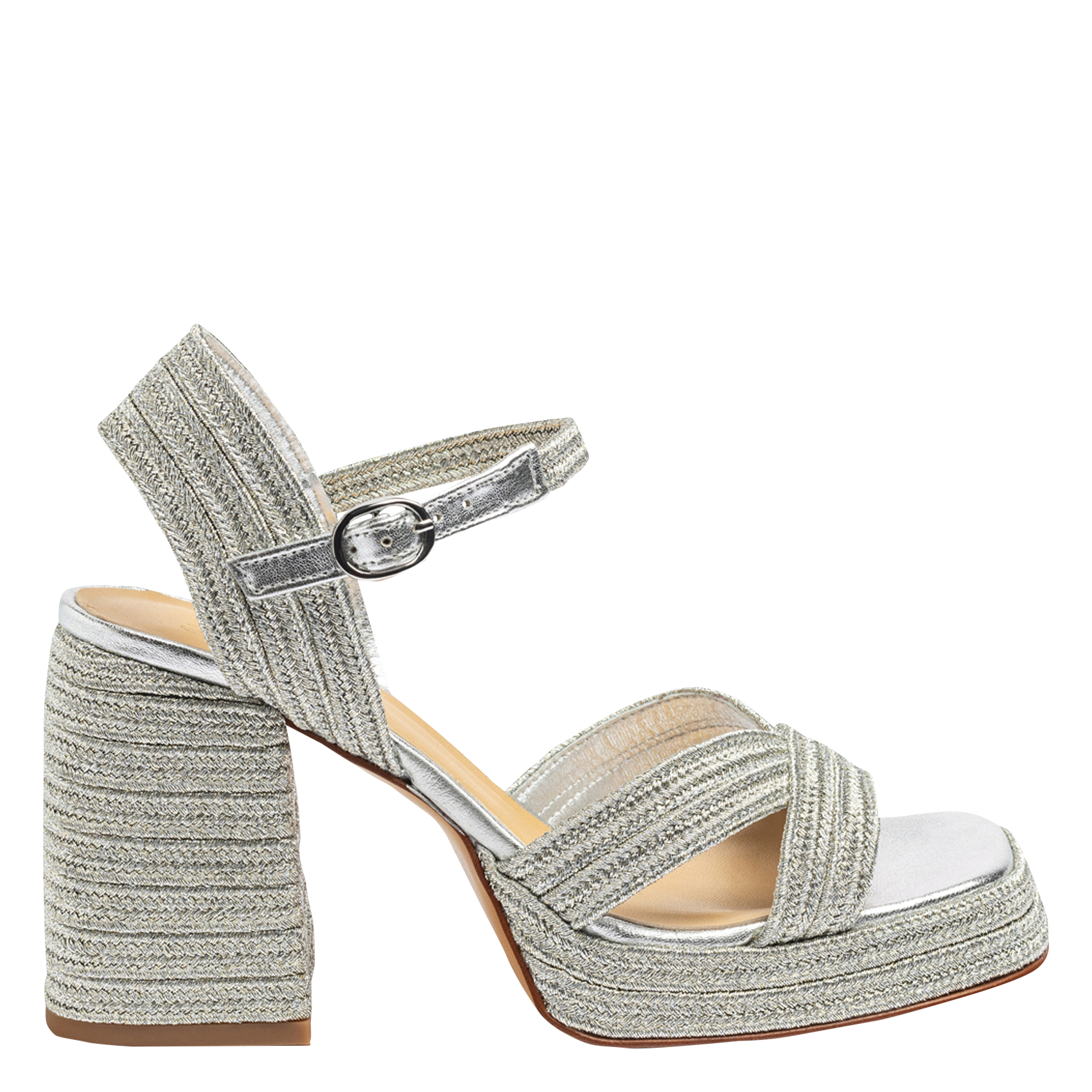Sandales à talon tressées CASTANER Argent