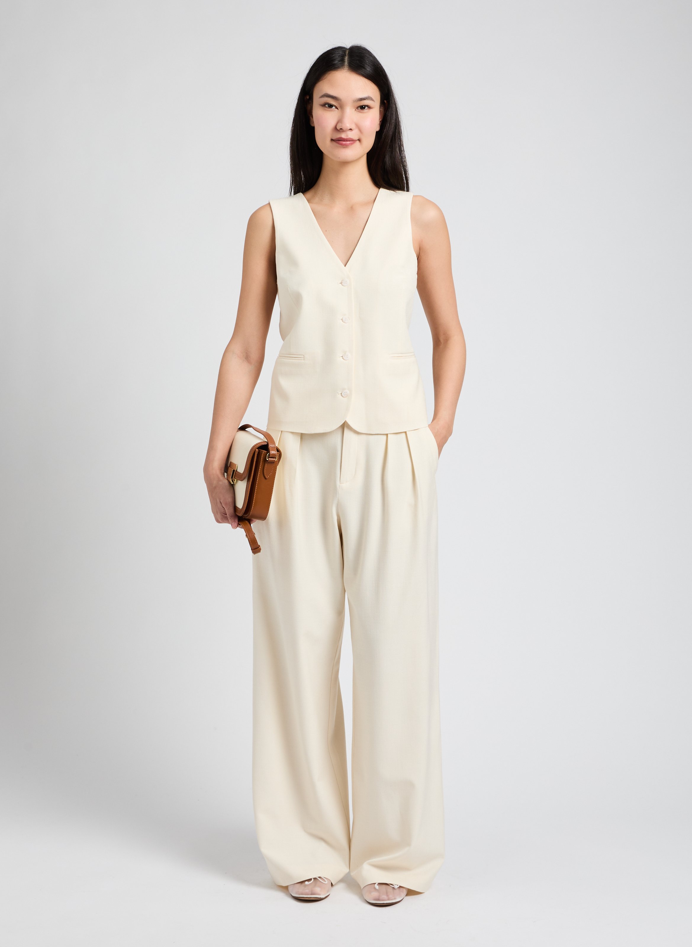 Zweireihige Sakko-Weste Beige