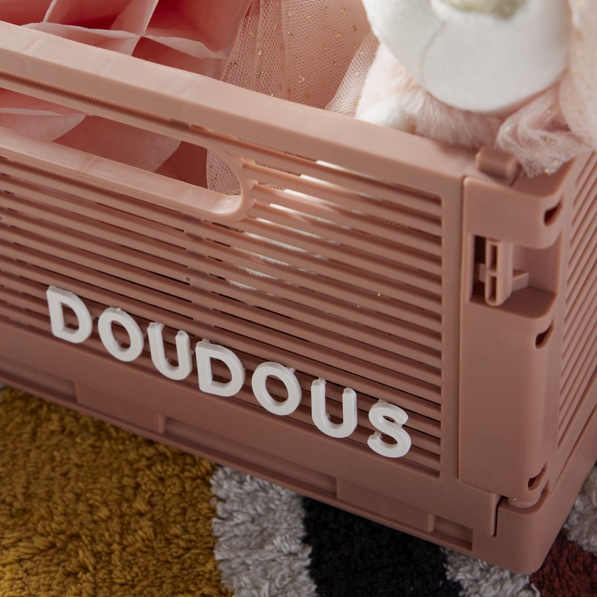 Folding plastic crate FACTORY Pink