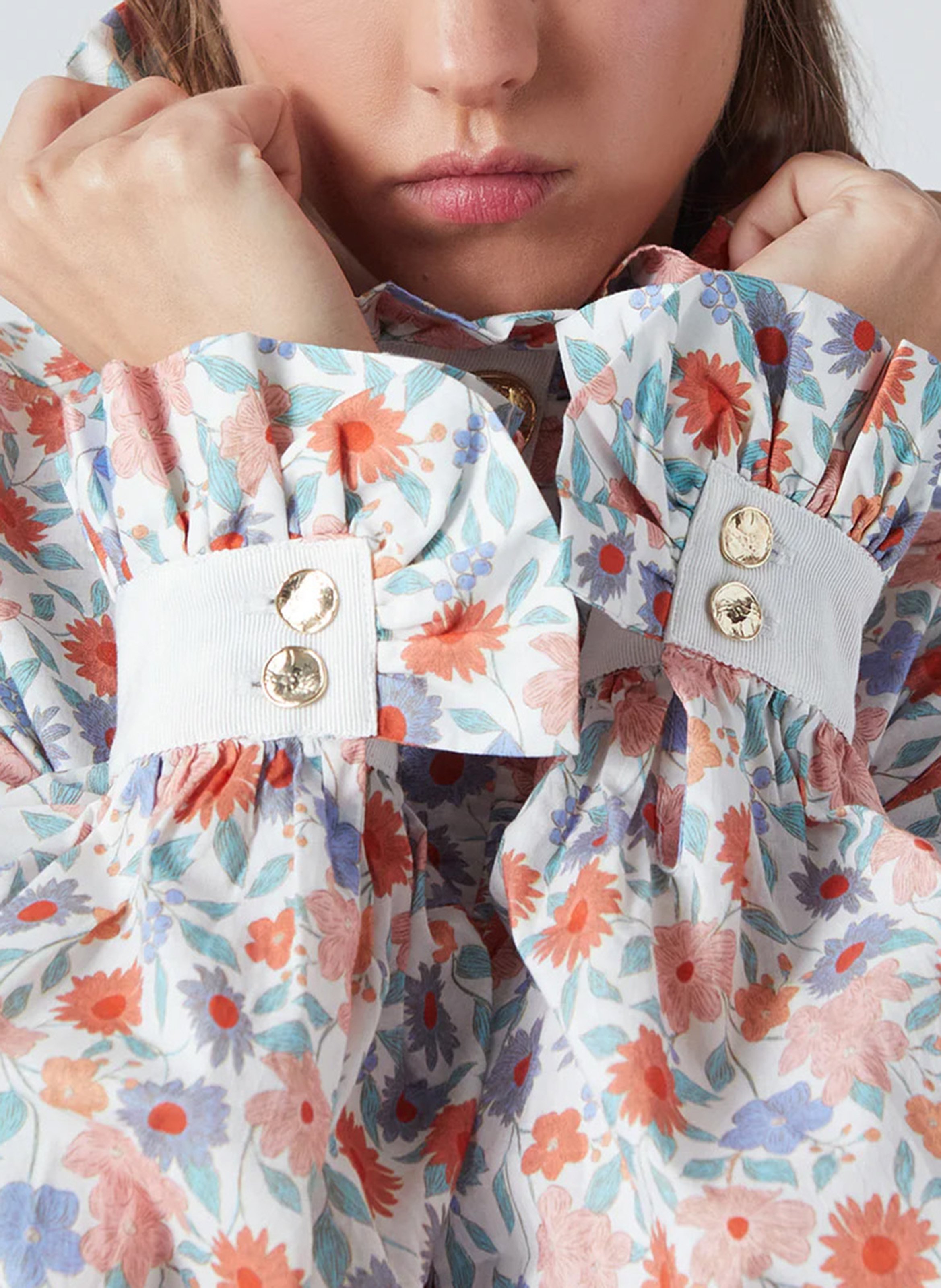 Chemise col victorien en coton THE LABEL EDITION Rouge