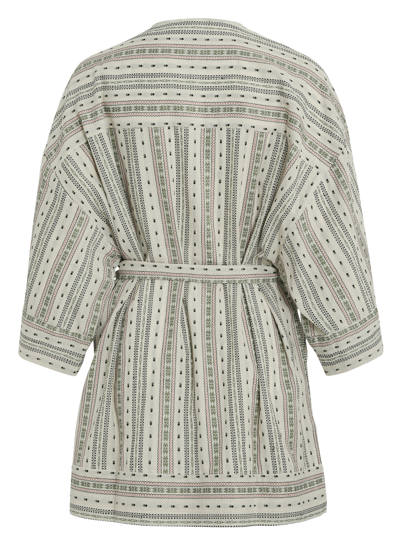 Kimono col v à rayures en coton VILA Beige