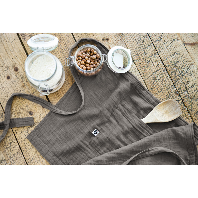 Chef apron in cotton gauze L'EFFET PAPILLON Grey
