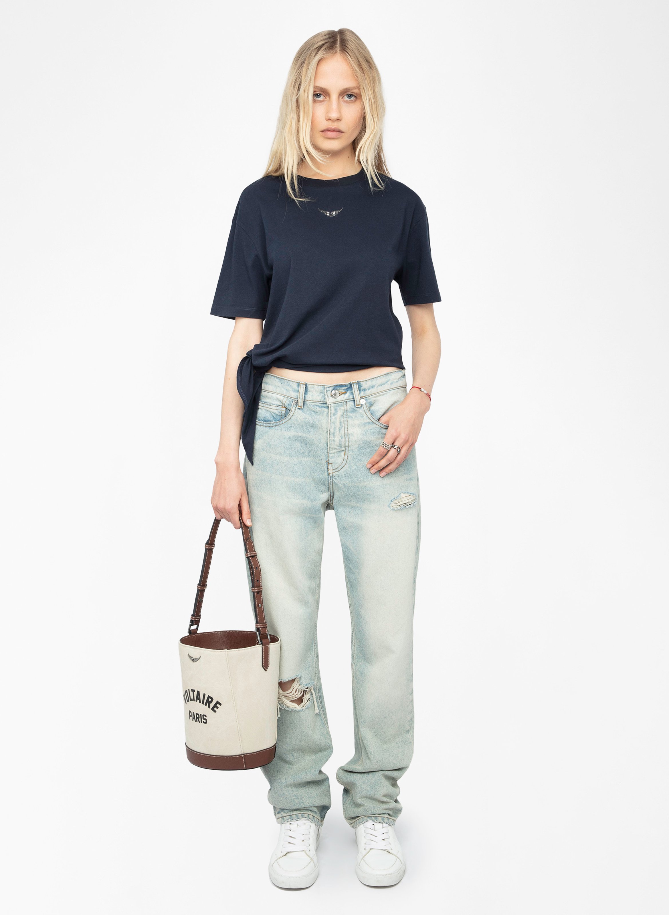 Tee-shirt col rond en coton ZADIG&VOLTAIRE Bleu