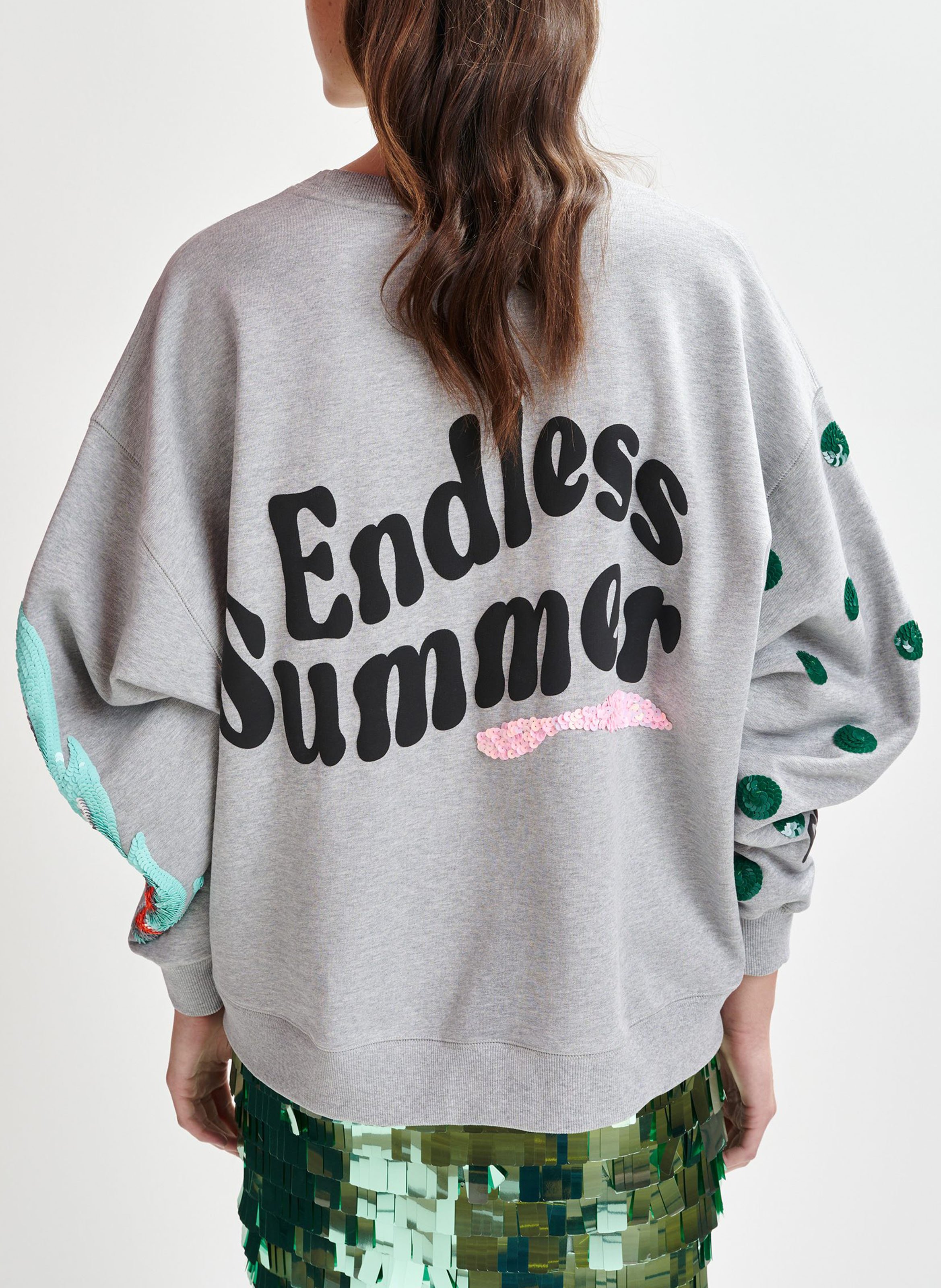 Sweat ample imprimé à broderies paillettes ESSENTIEL ANTWERP Noir