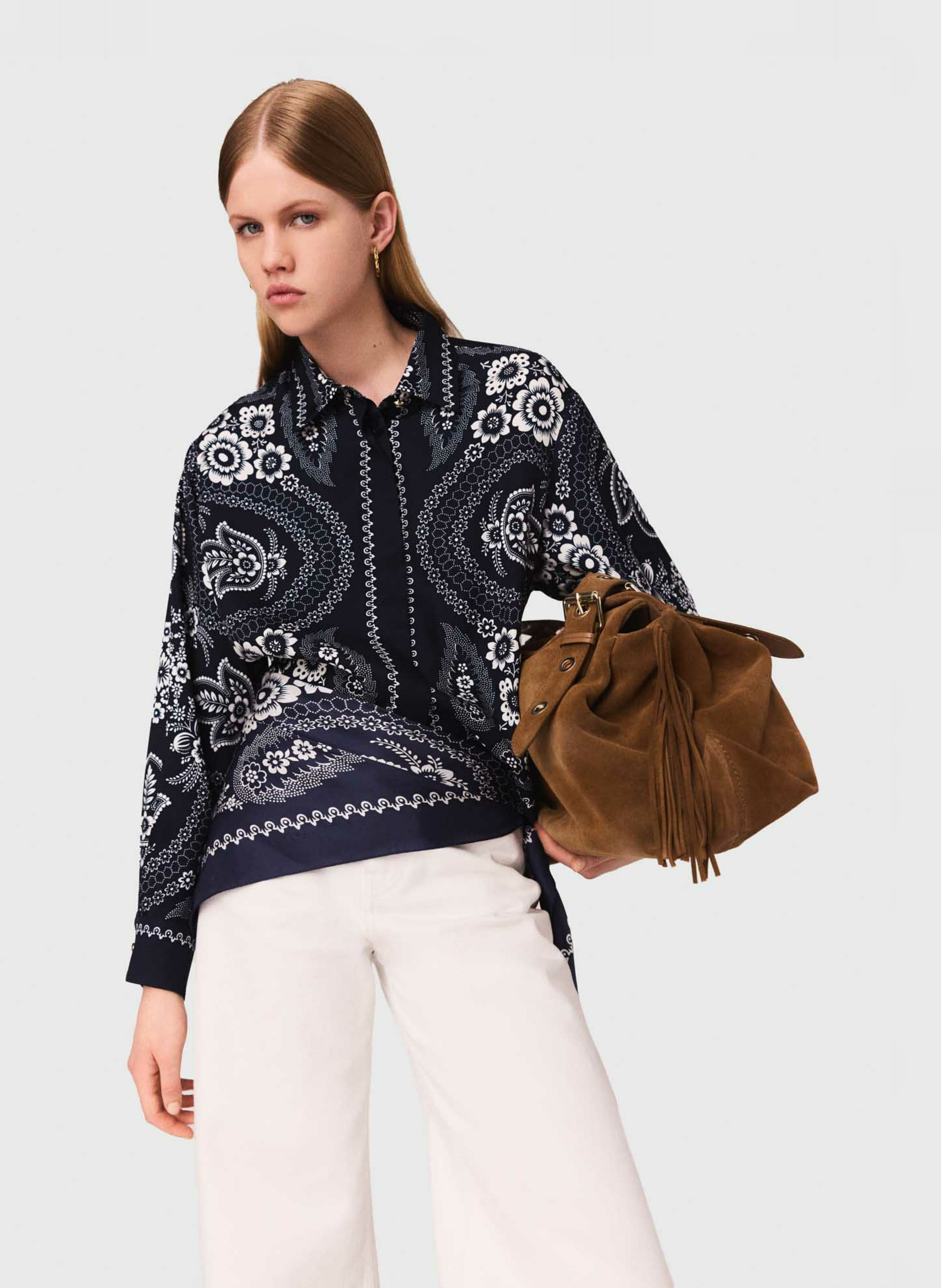 Oversized blouse met klassieke kraag MAJE Blauw