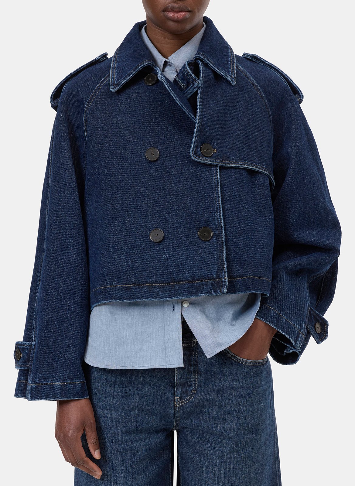 Straight cotton-blend trench coat CLOSED Blue