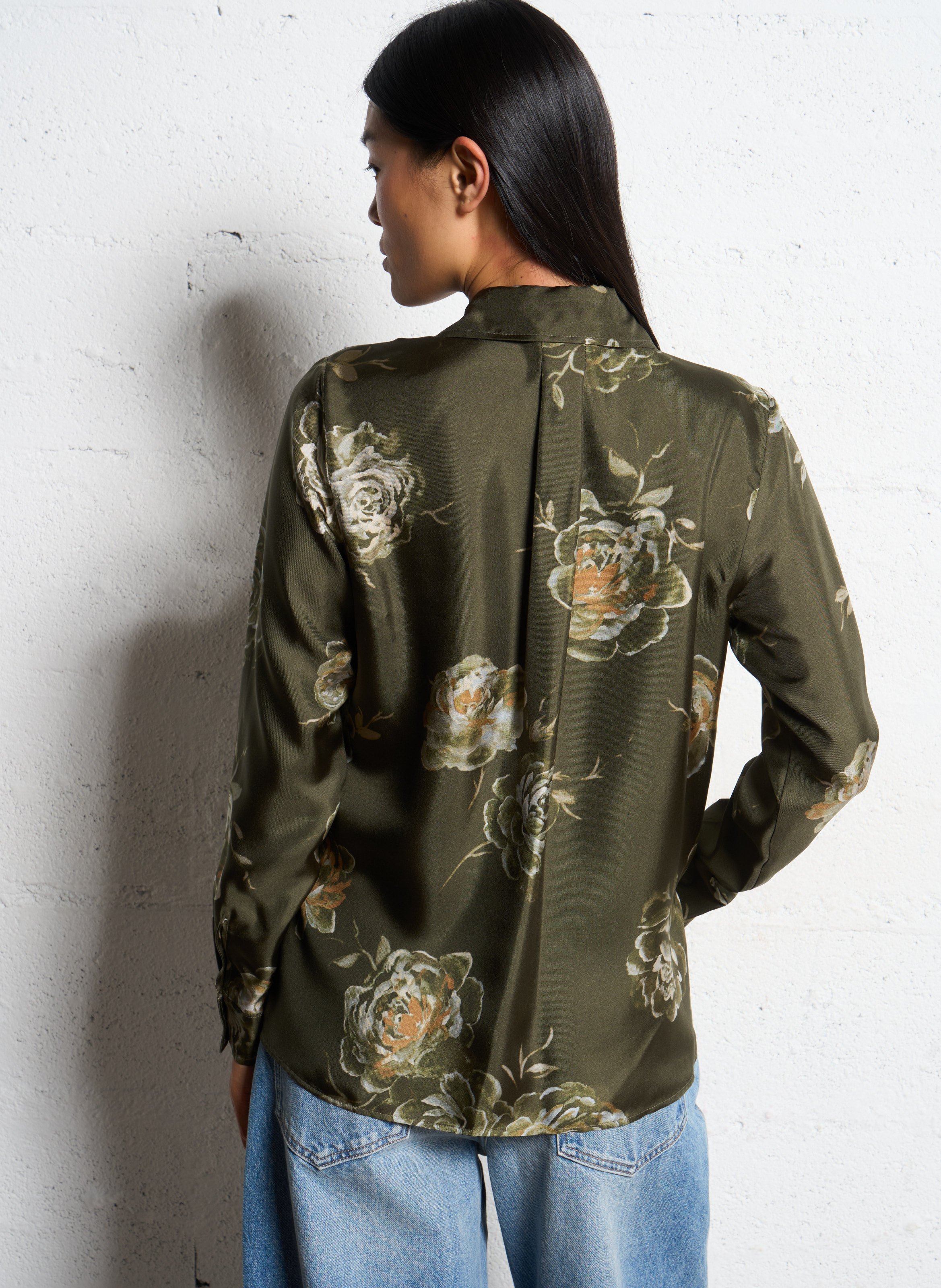 Chemise fluide fleurie en soie MOMONI Vert