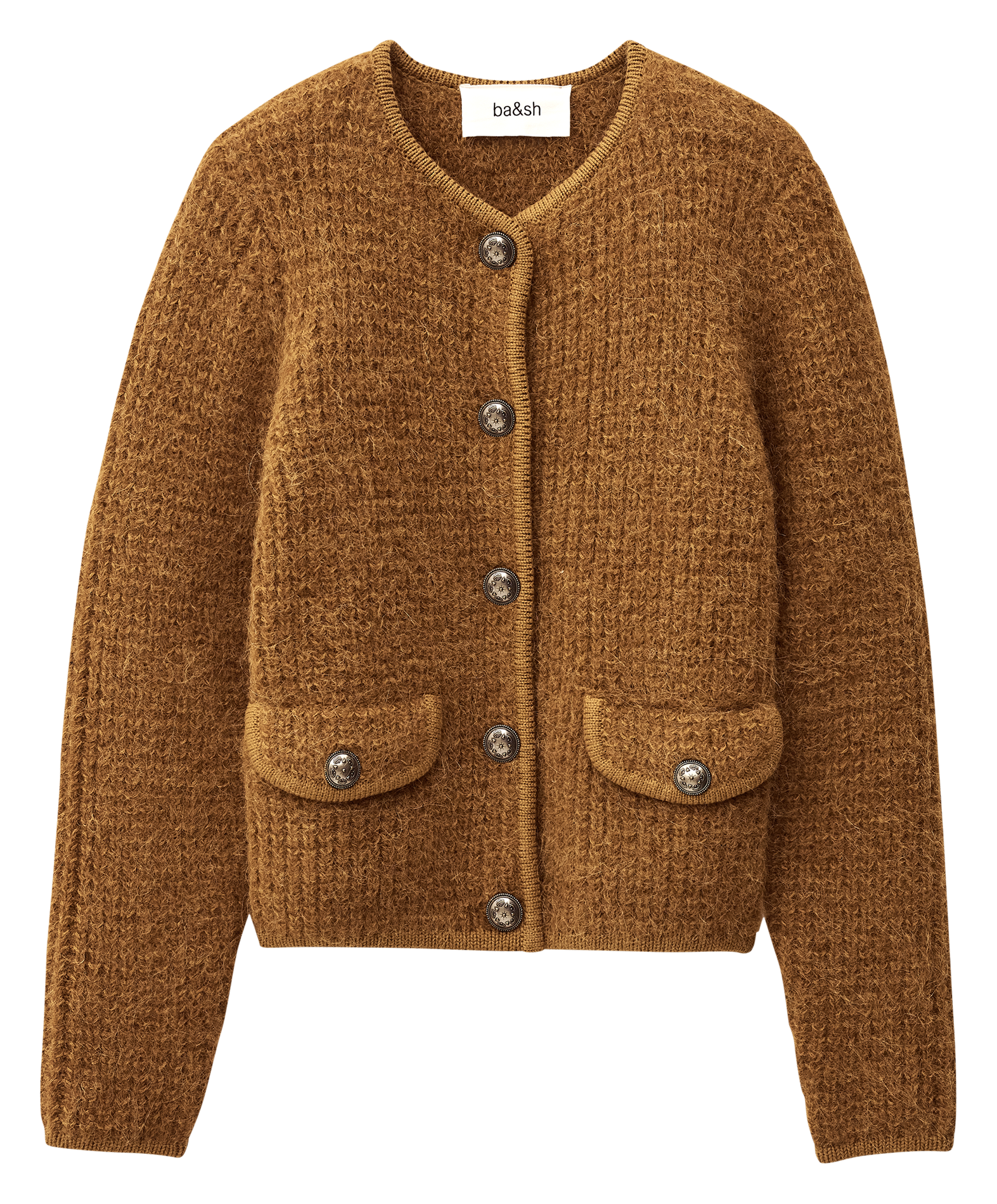 Cardigan droit en laine mélangée BA&SH Marron