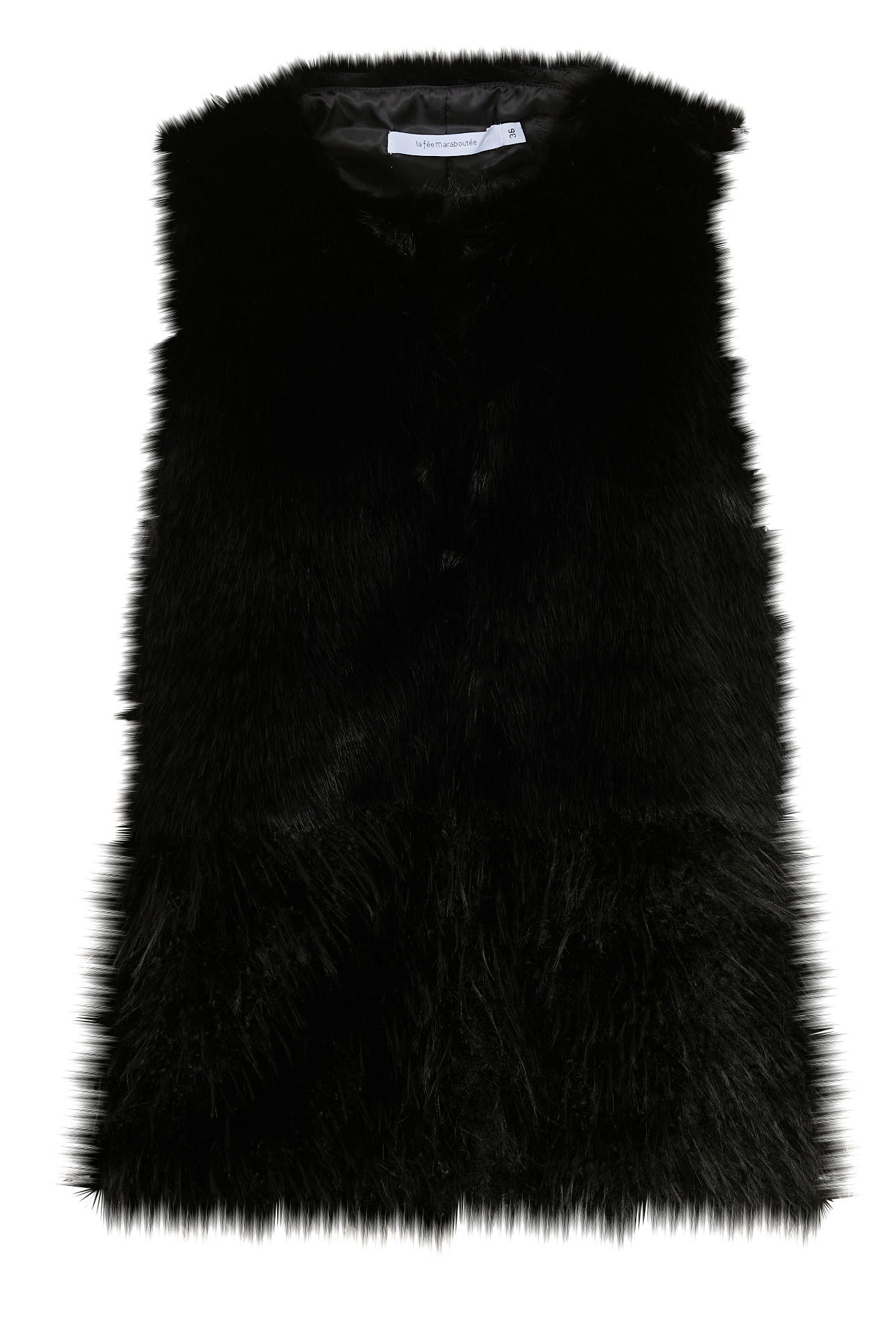 Faux fur jacket with round neck LA FEE MARABOUTEE Black