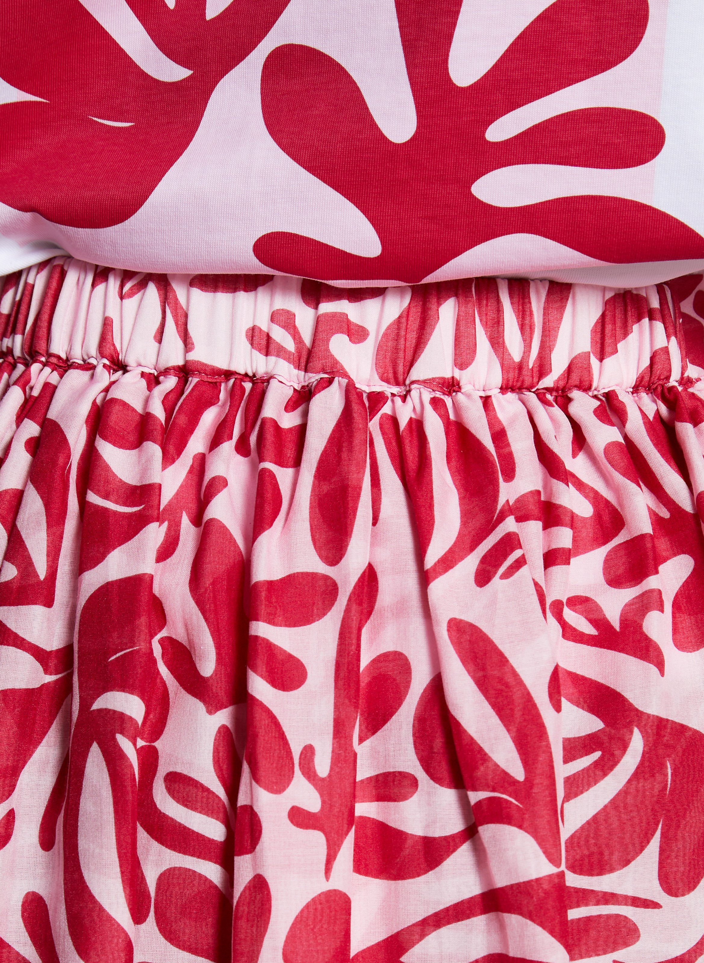 Printed midi skirt in blended cotton ELISE CHALMIN Red