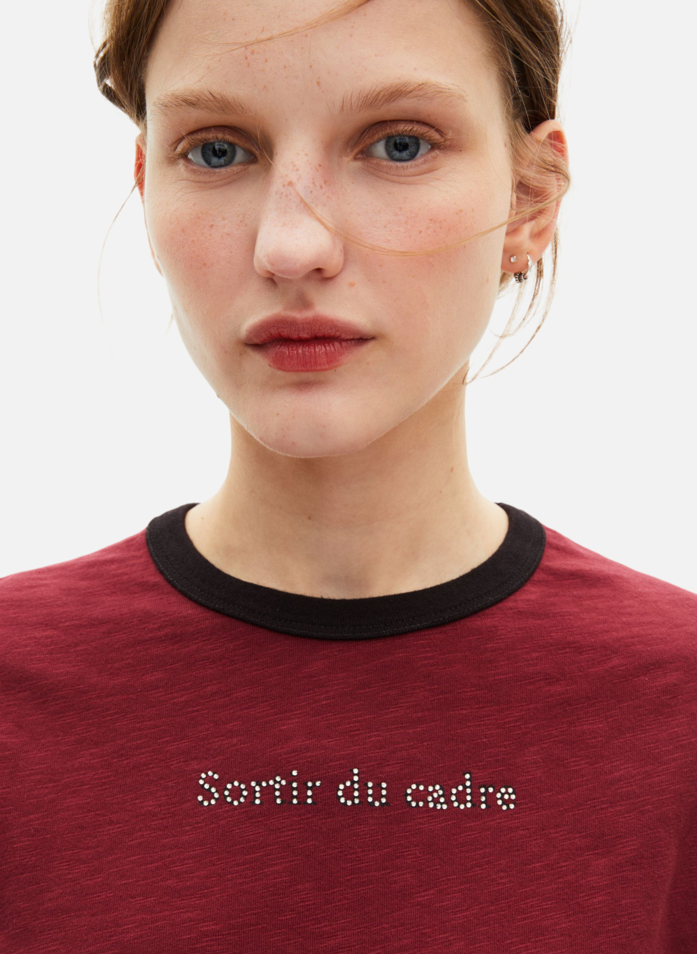 T-shirt with rhinestone screen print THE KOOPLES Red
