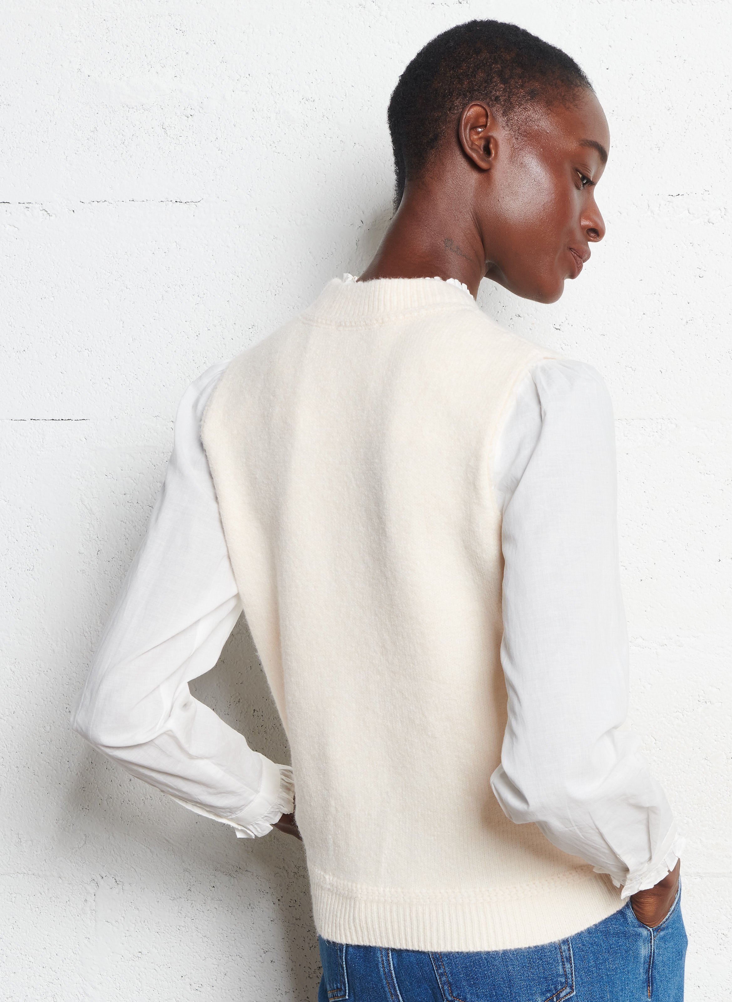 Pull oversize col montant  LA PETITE ETOILE Beige