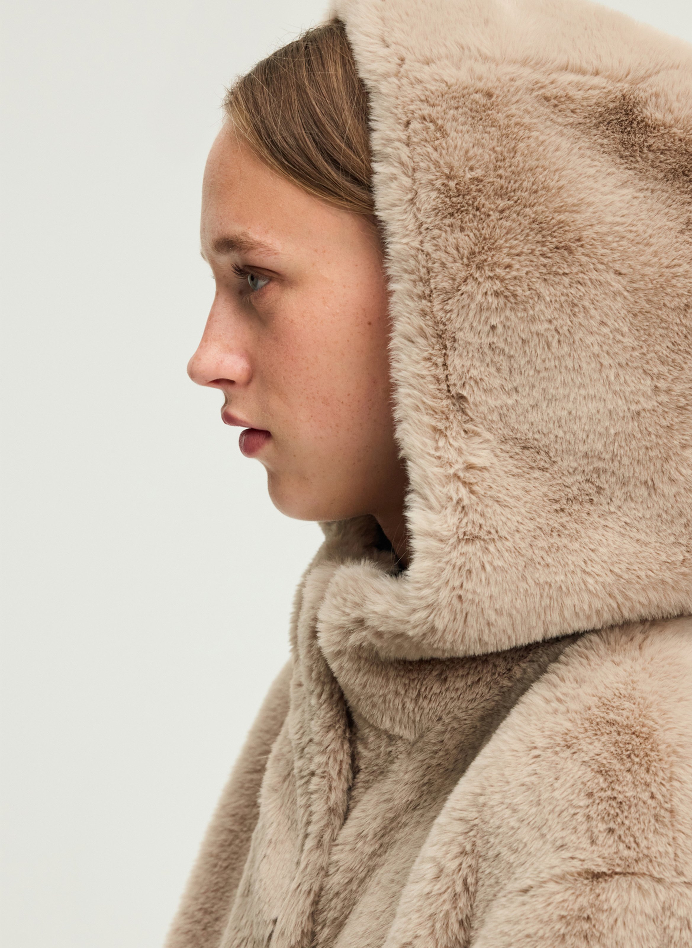 Jas met capuchon van imitatiebont PABLO Blauw