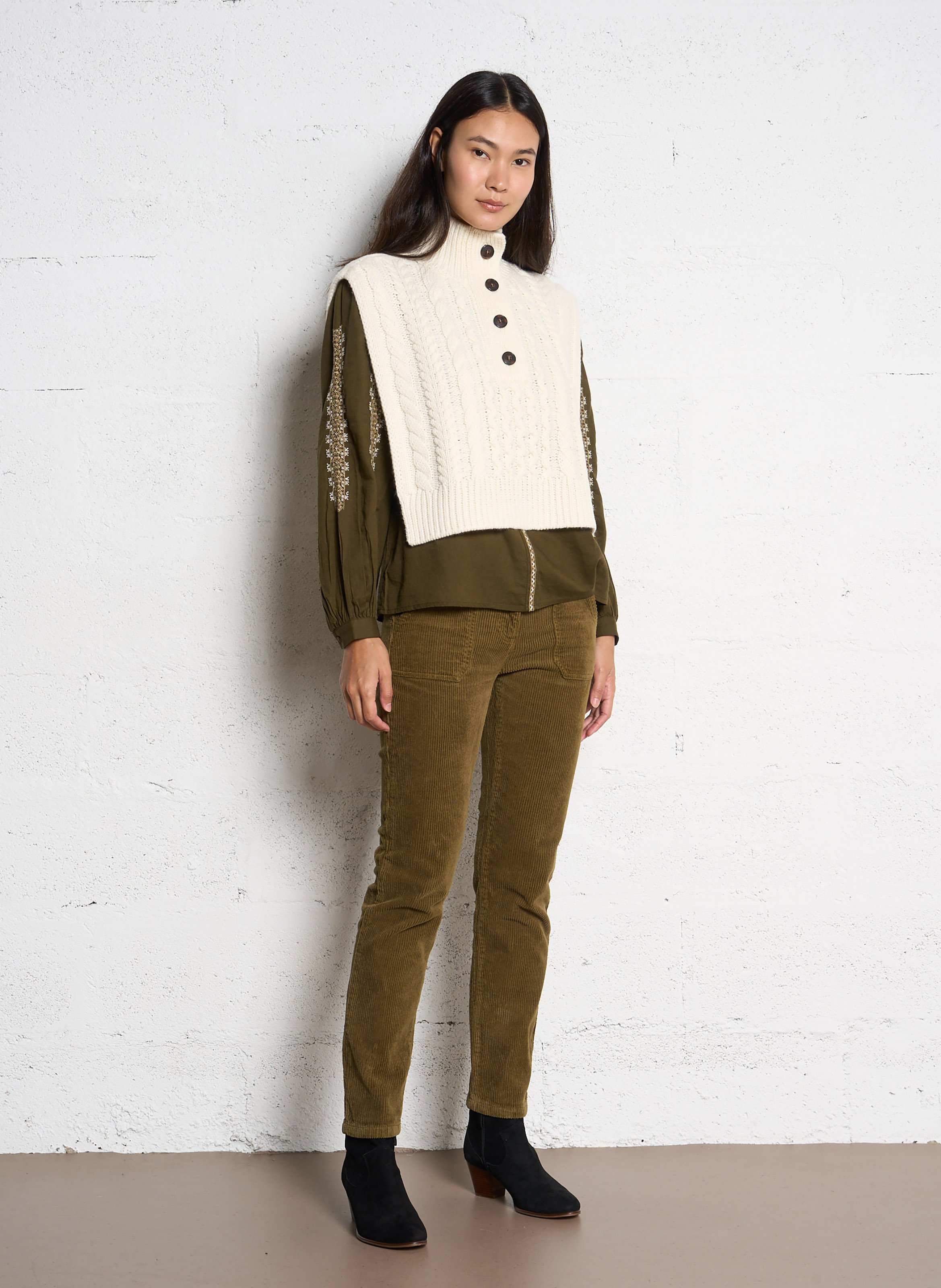 Pantalon chino en coton mélangé MAISON 123 Vert