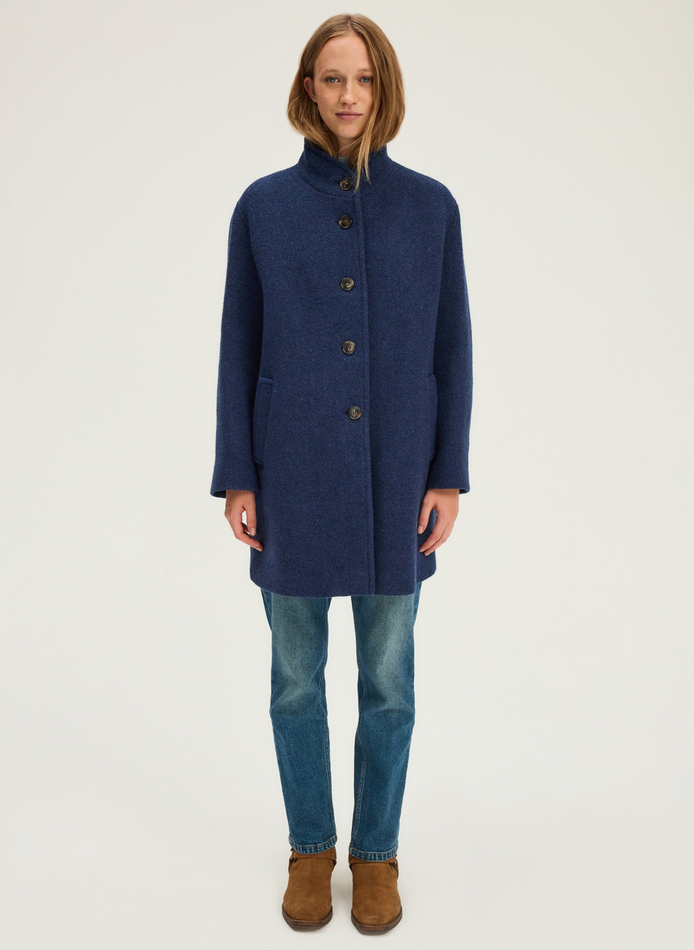 Straight buttoned coat PABLO Blue