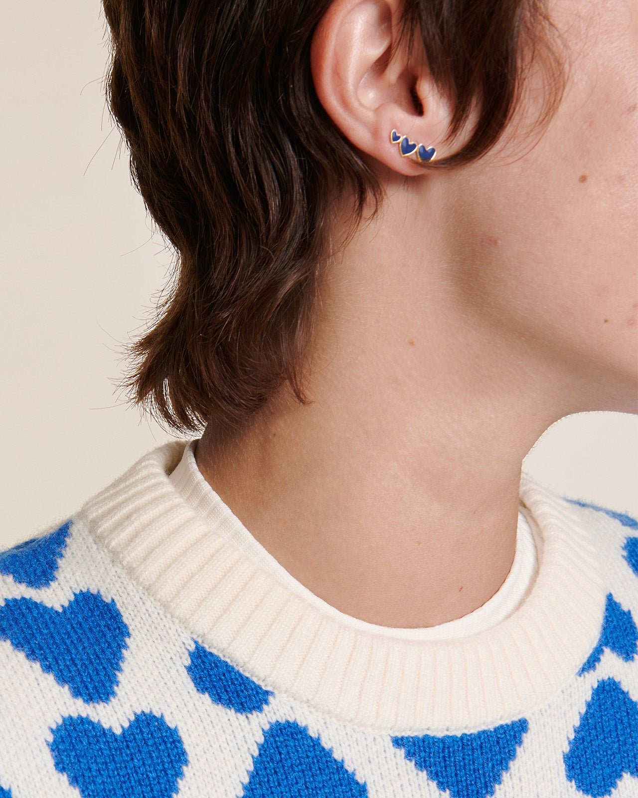 The 3 hearts earrings EMOI EMOI Blue