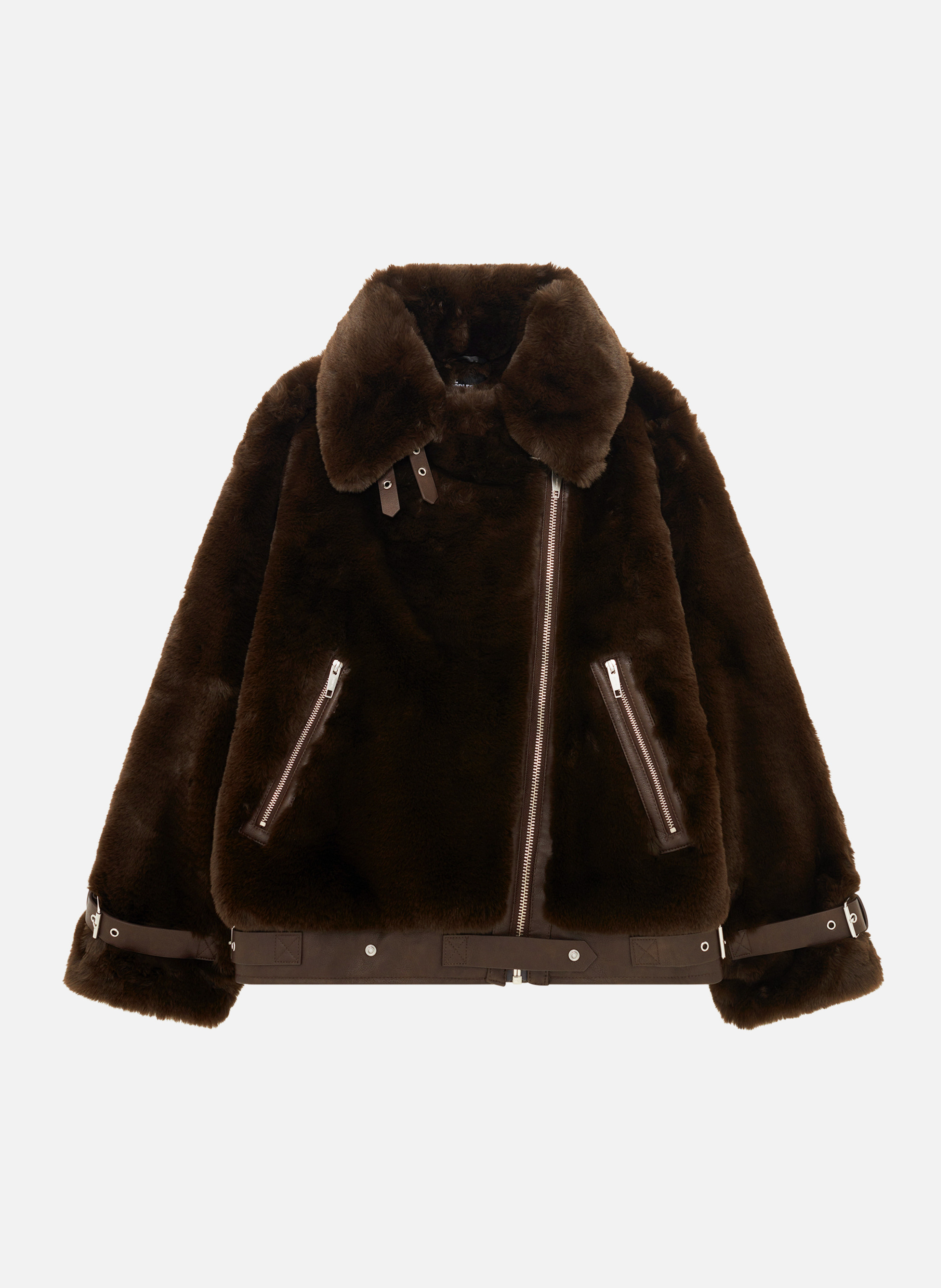 Faux fur aviator jacket THE KOOPLES Brown