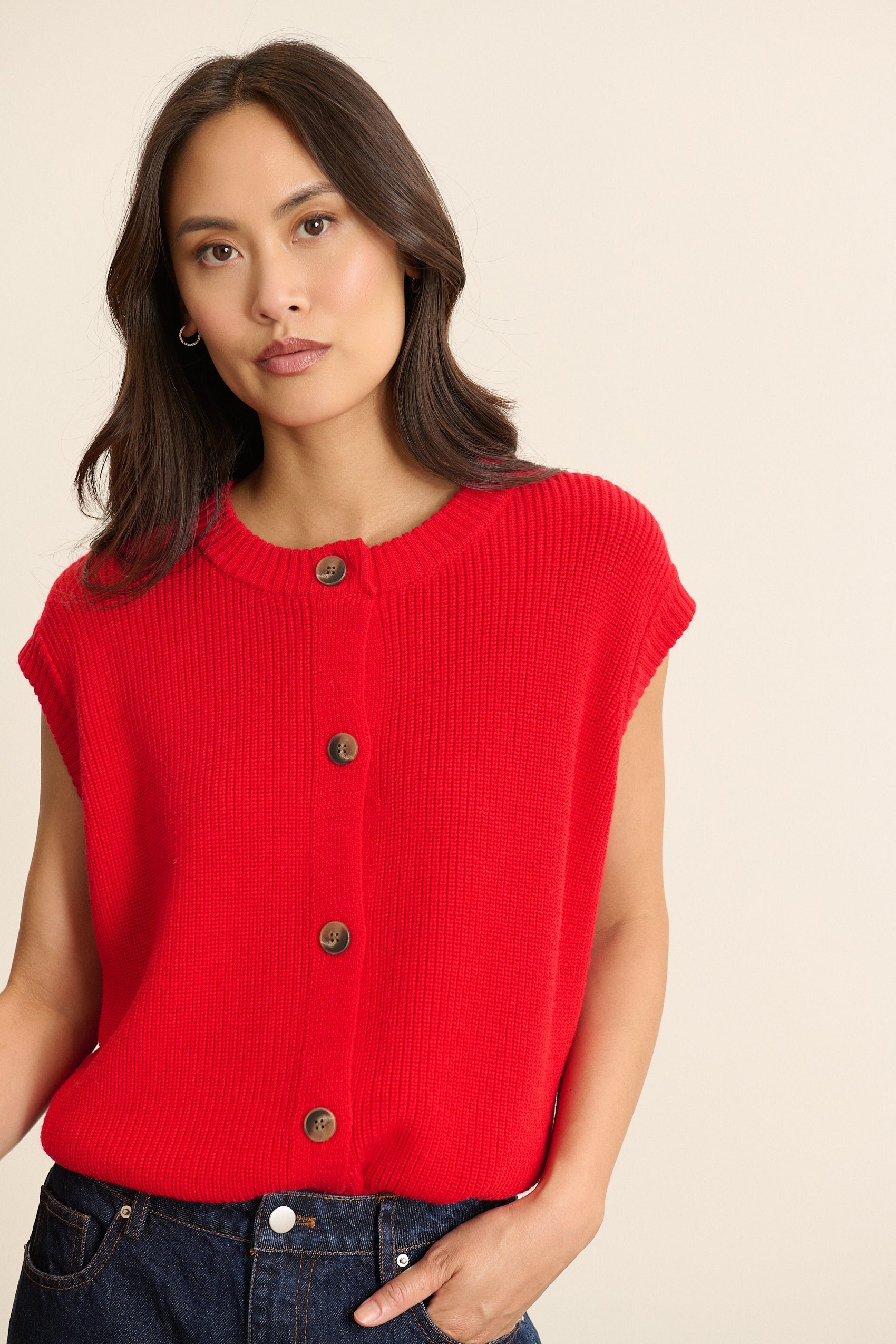 Sleeveless buttoned cardigan GARANCE PARIS Red